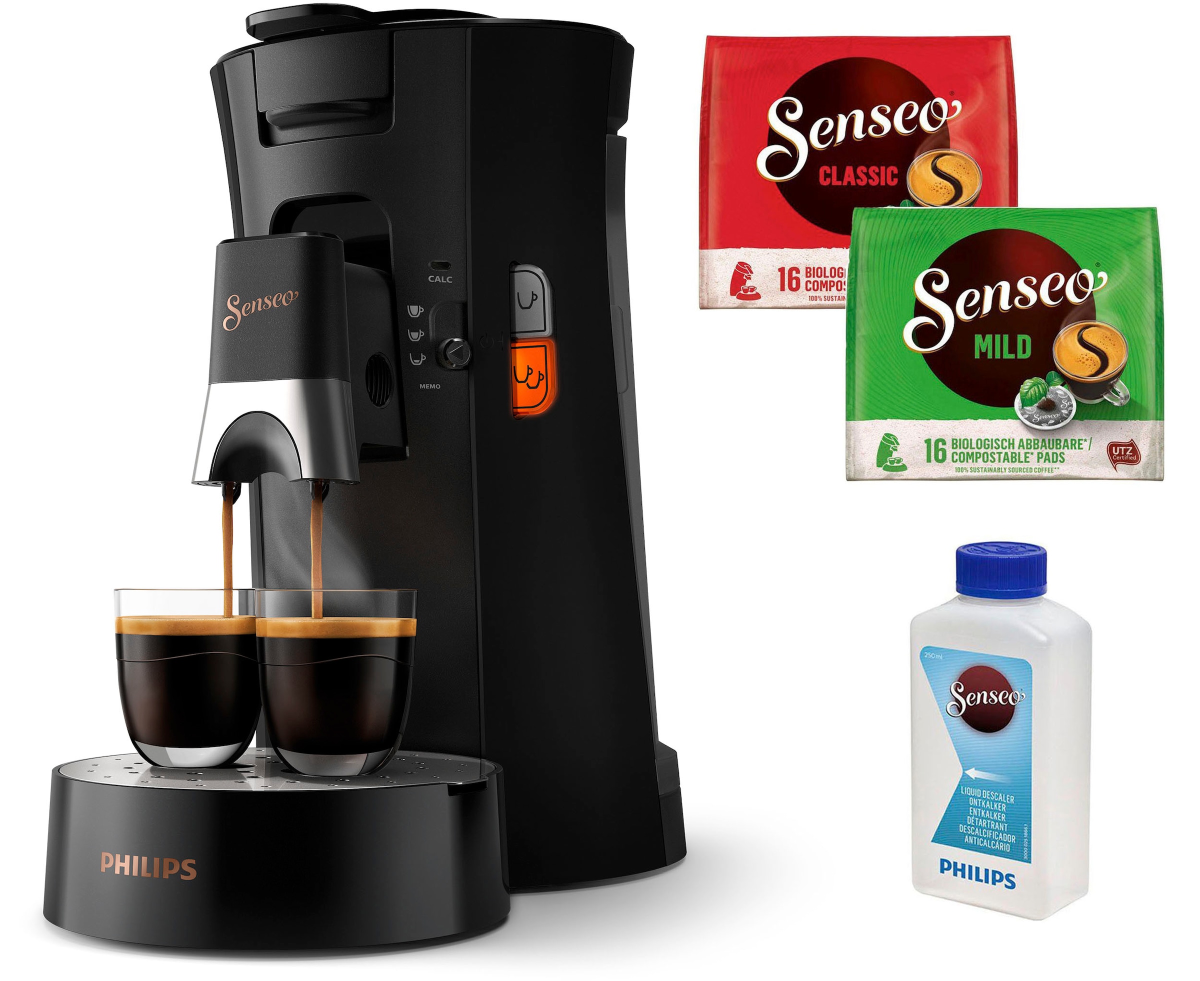 Philips Senseo Kaffeepadmaschine "Select CSA240/60, mit drei Kaffee-Einstellungen", aus 21% rec. Plastik, Memo-Funktion,