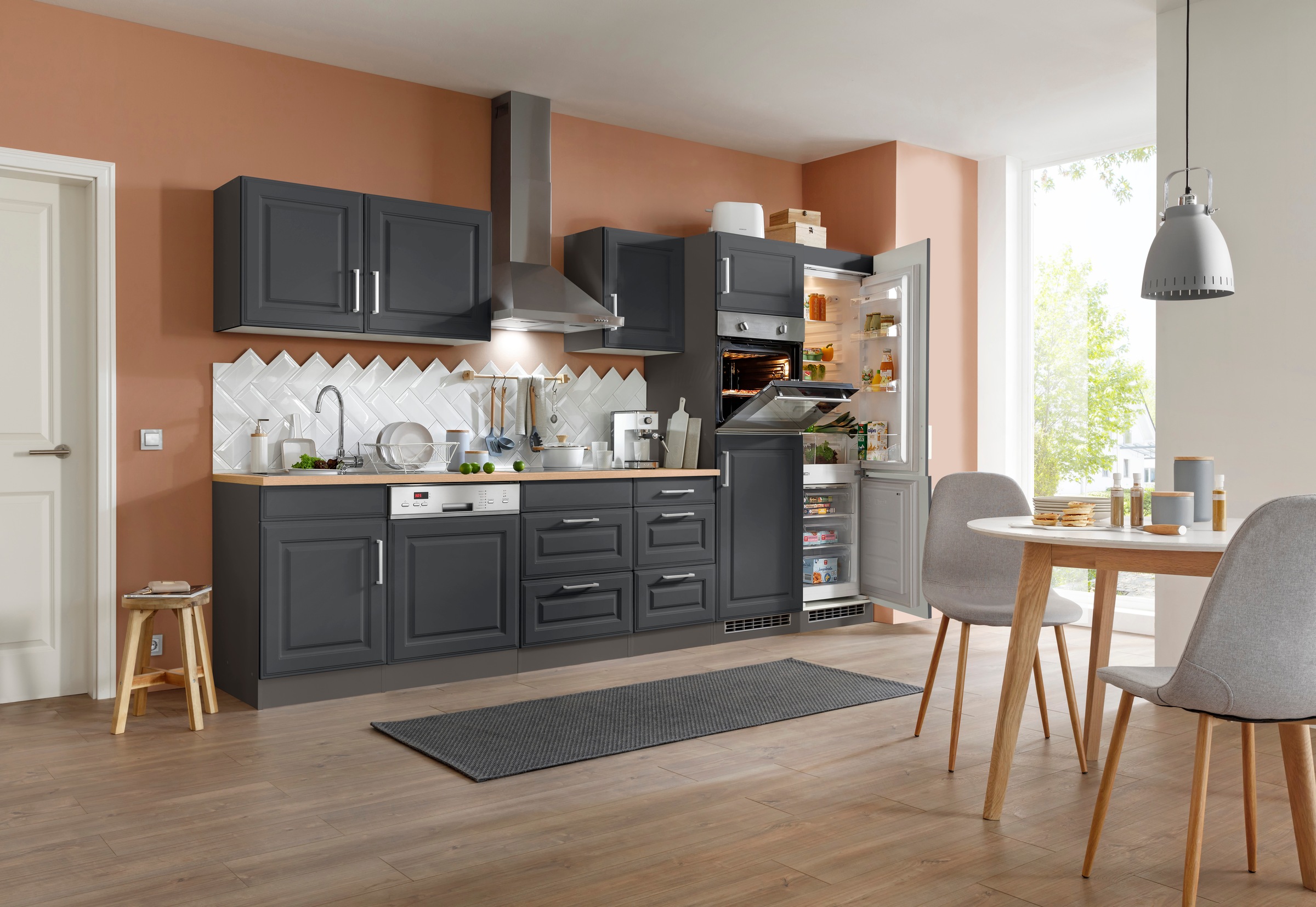 HELD MÖBEL im »Stockholm«, 340 bestellen Küchenzeile Landhaus-Stil Fronten Breite mit hochwertigen MDF cm, BAUR 