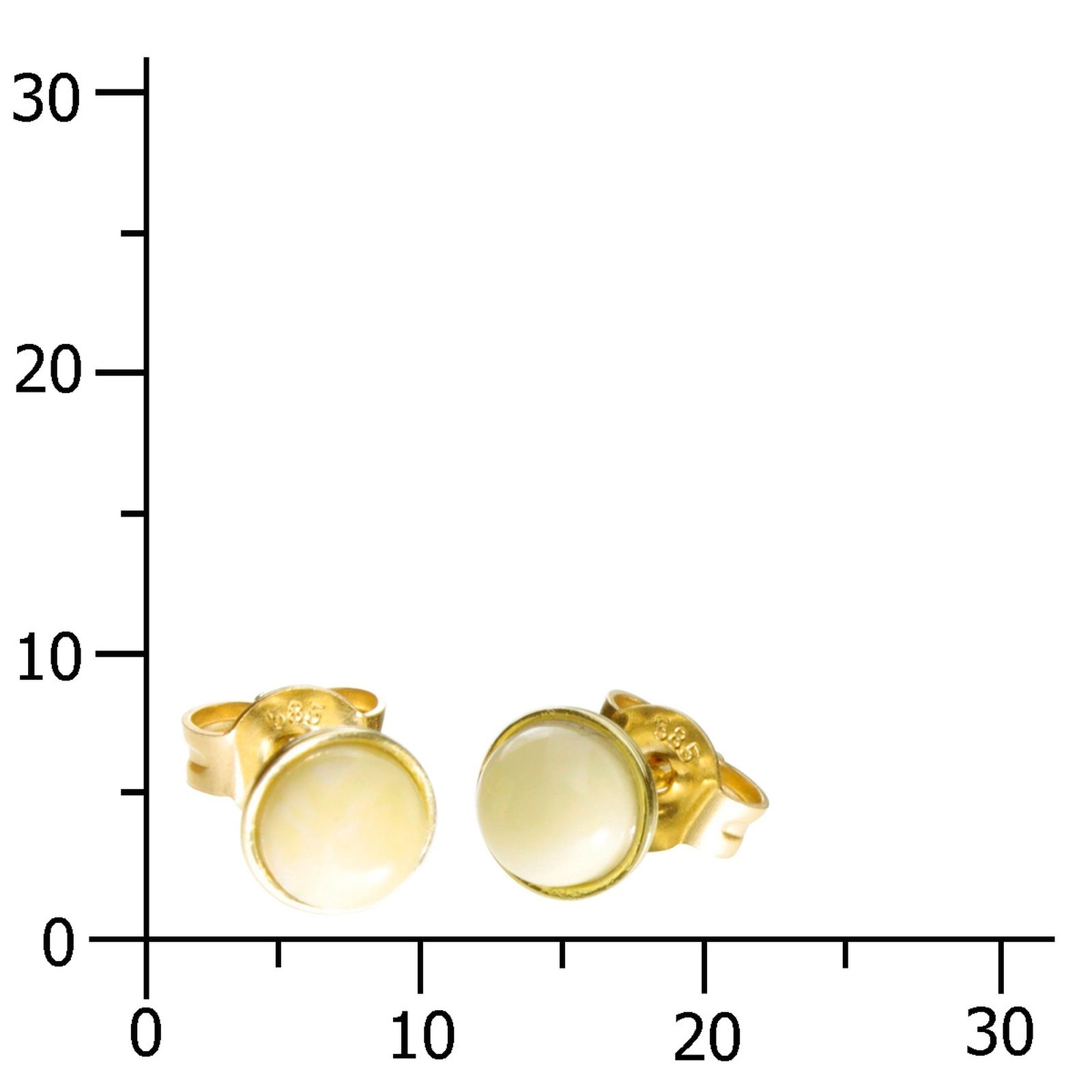 Ostsee-Schmuck Classic 5 mm Stud Earrings Yellow Gold 585 Size 6 2