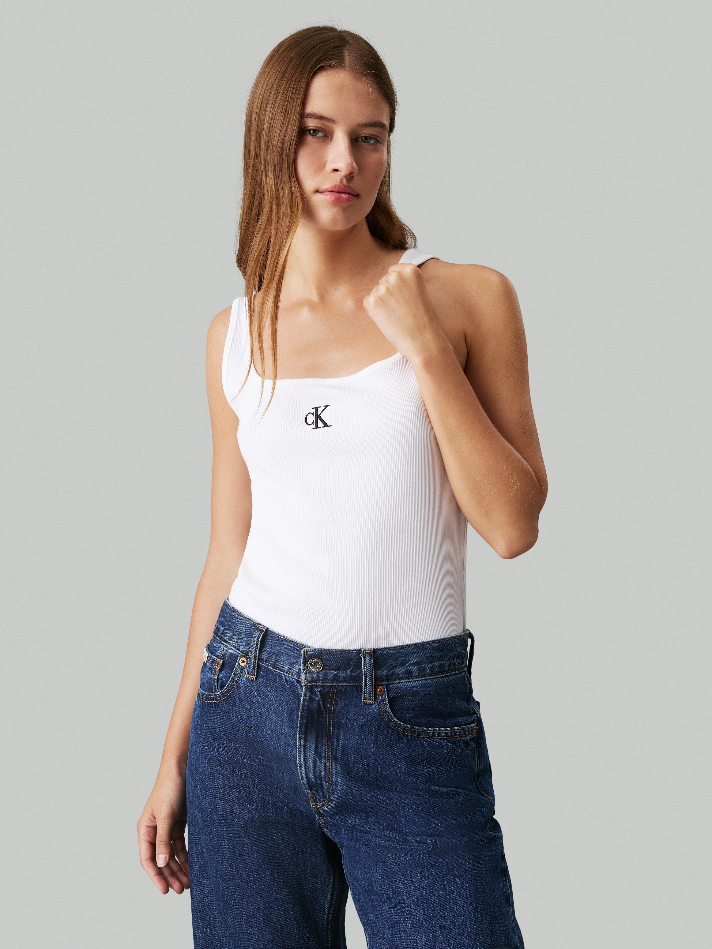 Calvin Klein Jeans Tanktop "CK RIB TANK TOP" mit eckigem Ausschnitt günstig online kaufen