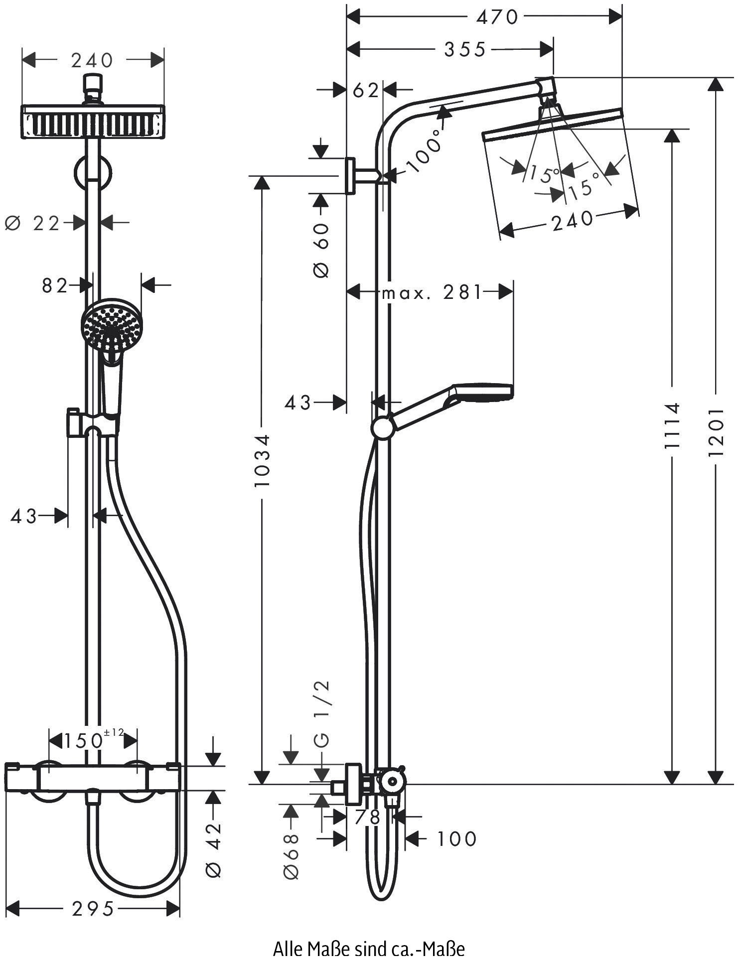 hansgrohe Duschsystem »Crometta E«, (Komplett-Set), 24cm, wassersparend mit Thermostat, chrom