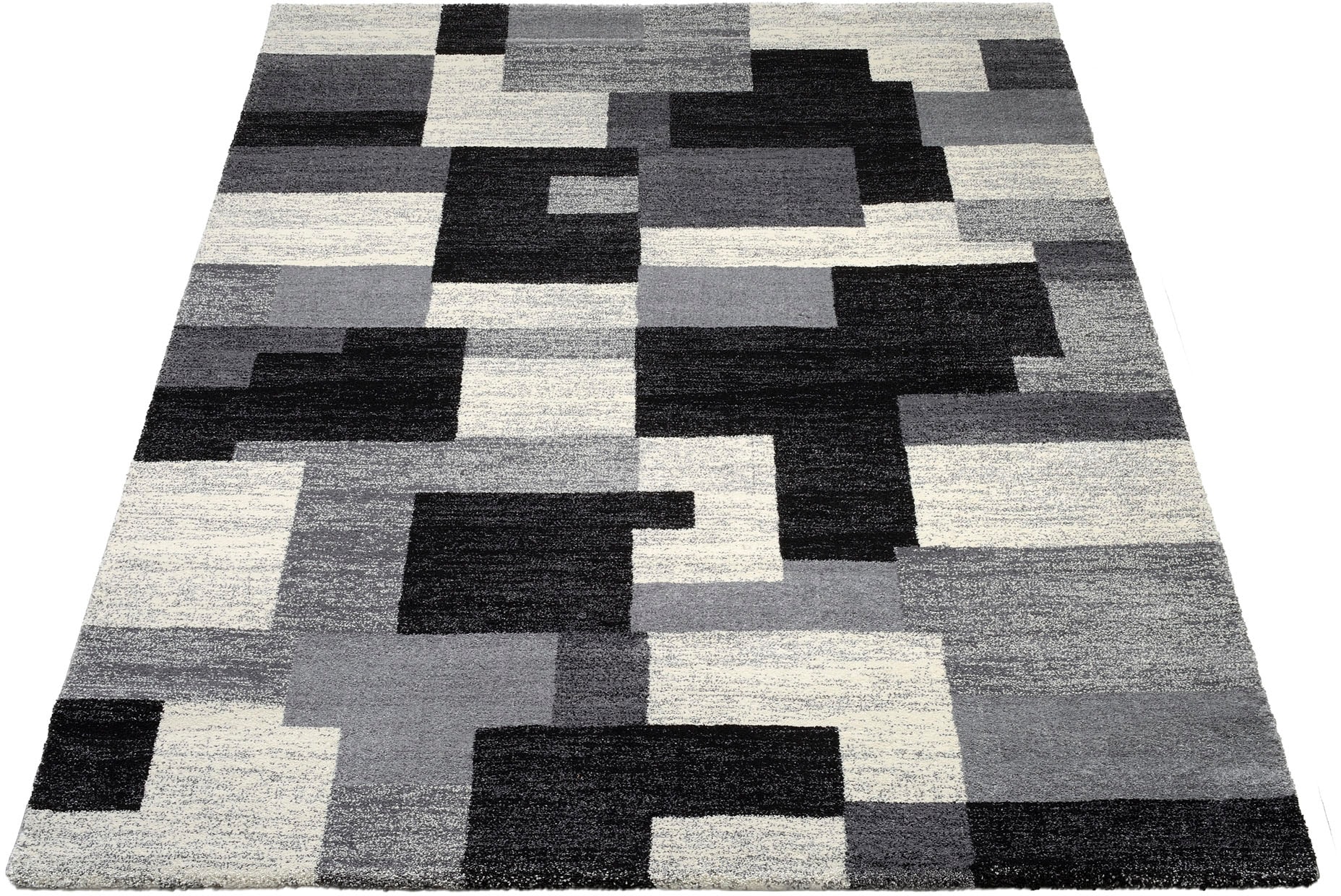 Teppich OCI DIE TEPPICHMARKE "STEADY ALLOVER", grau (grau, schwarz), B:240cm H:20mm L:290cm, Polypropylen (PP), Teppiche, Teppich, Frisé Kurzdlor, Mosaik, robust, Wohnzimmer
