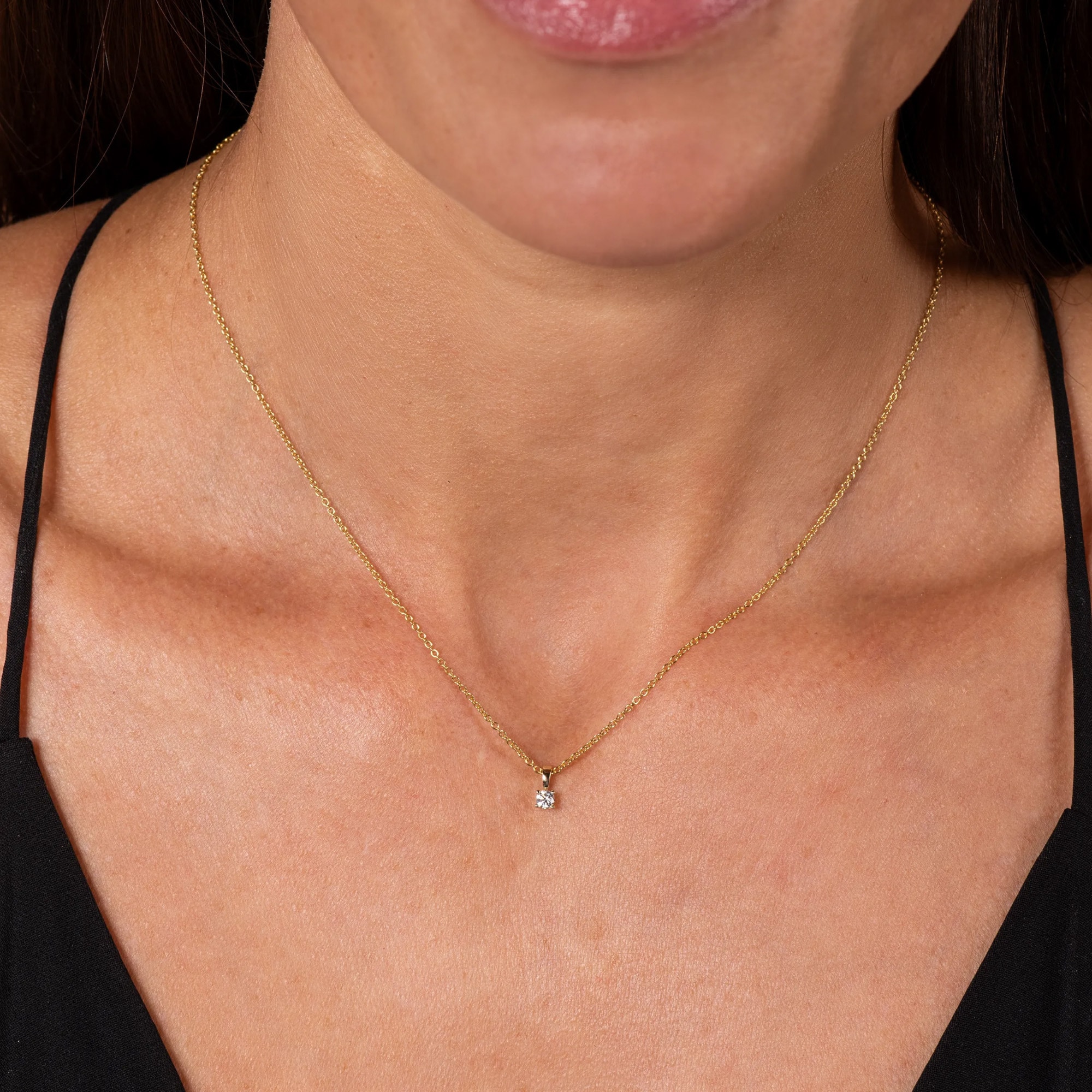 LYOMI Kette mit Anhänger »585/- Gelbgold 1 synth. Diam. 0,10 ct.«