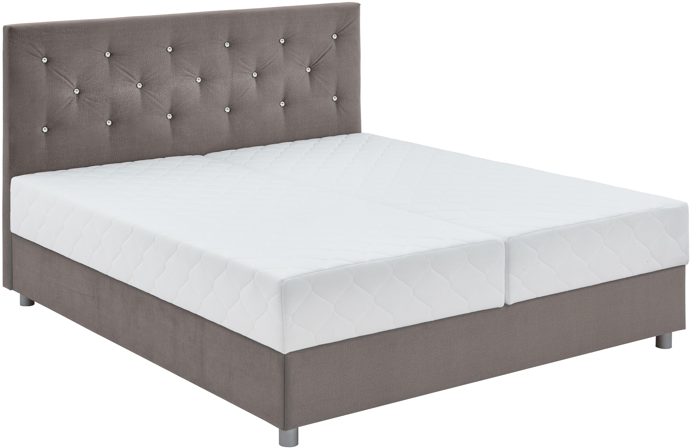 ATLANTIC home collection "CELIA im hochwertiger Samtoptik" mit Taschen-Federkernmatratze, Bettkasten und Strass-Steinen