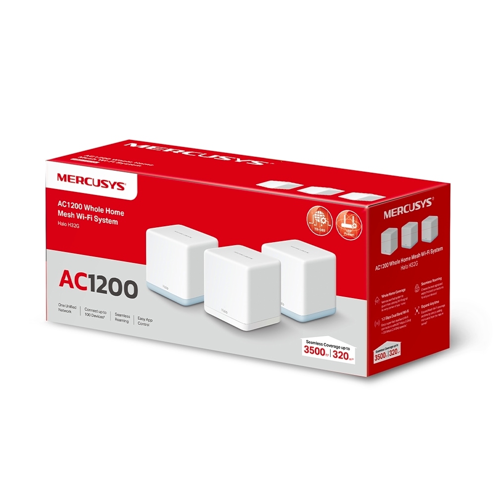 TP-Link WLAN-Router »Mercusys Halo H1200G AC1200 Whole Home Mesh-System Wi-Fi 3er Pack«, (Set, 3x H1200G)