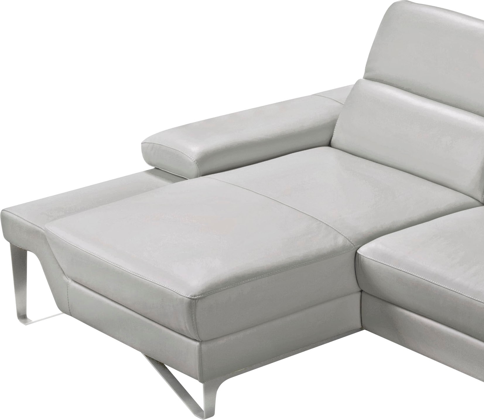 Egoitaliano Ecksofa »Princess, elegantes Designsofa mit erstklassigem Sitzkomfort, L-Form« mit Recamiere, inkl. Kopfteilverstellung, edle Designmetallfüße