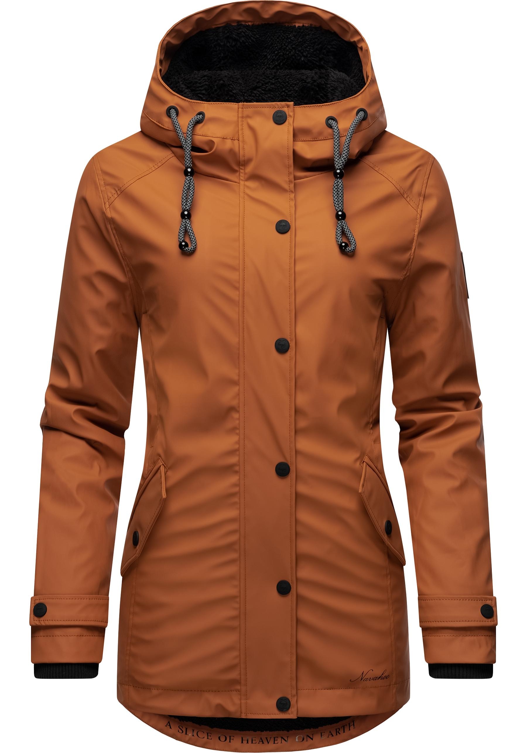 Navahoo Regenjacke »Lindraa«, mit Kapuze, stylische wasserdichte Outdoorjacke mit Teddyfell