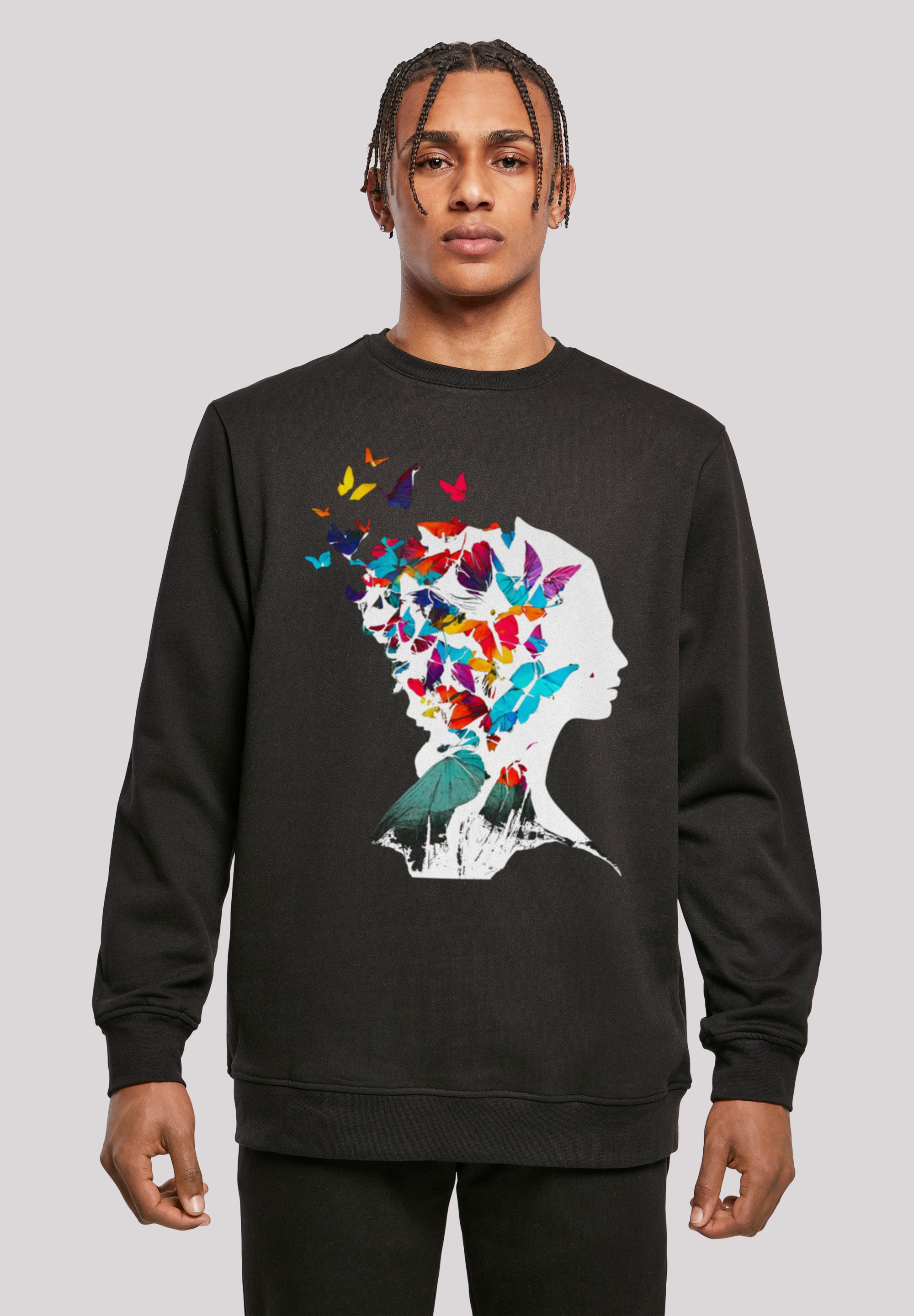 F4NT4STIC Kapuzenpullover "Schmetterling Silhouette CREW", Print