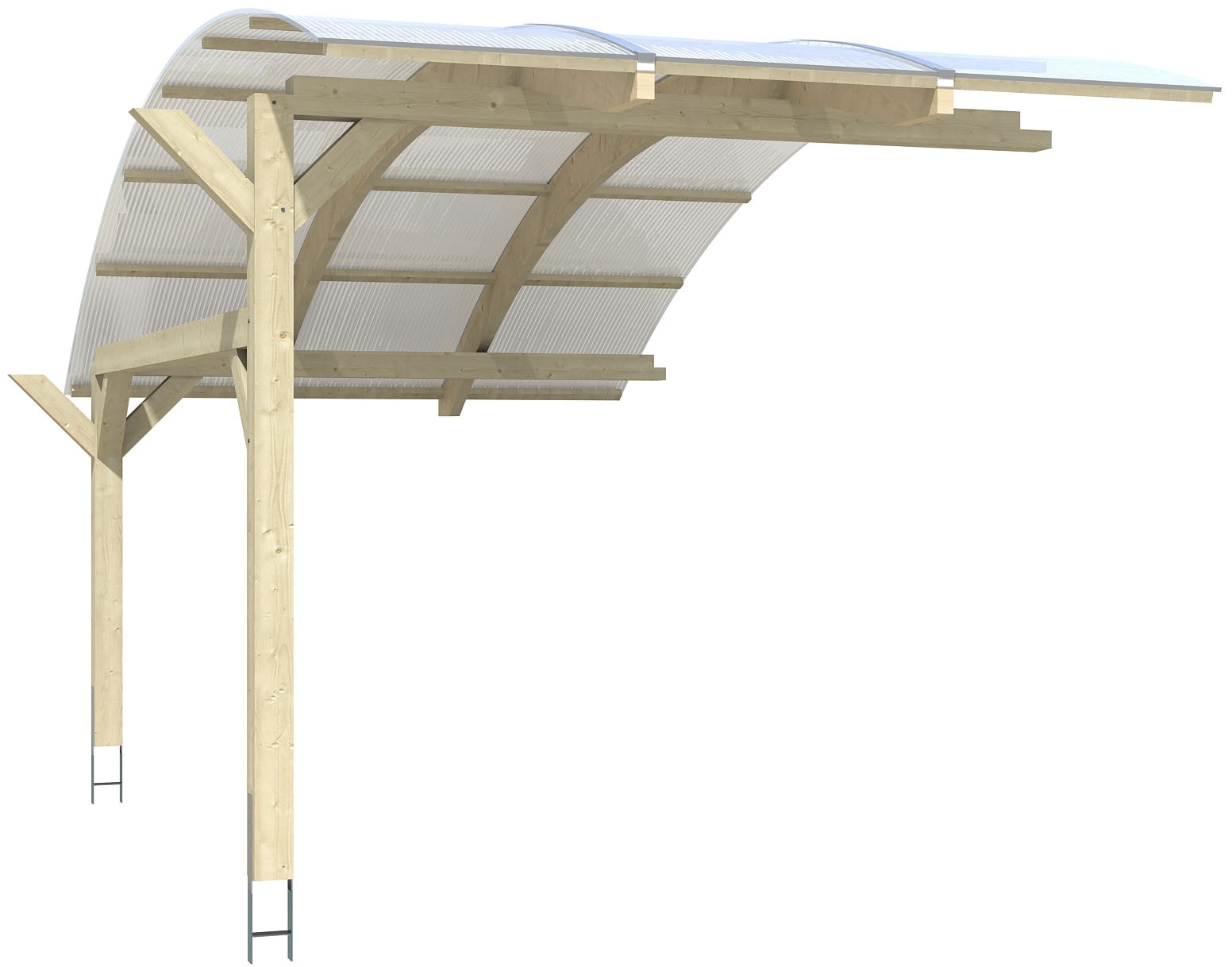 Skanholz Einzelcarport "Schwaben Erweiterung", Leimholz-Fichte, 285 cm, Natur, Erweiterung, 299 x 630 cm