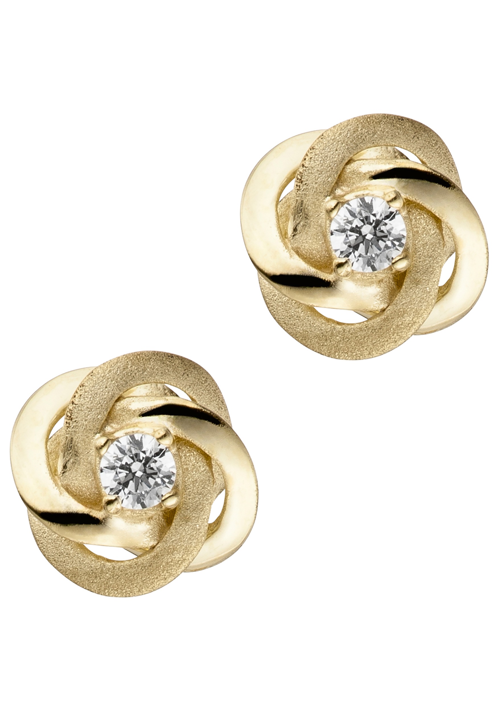 JOBO Paar Ohrstecker verschlungen 333 Gold mit Zirkonia