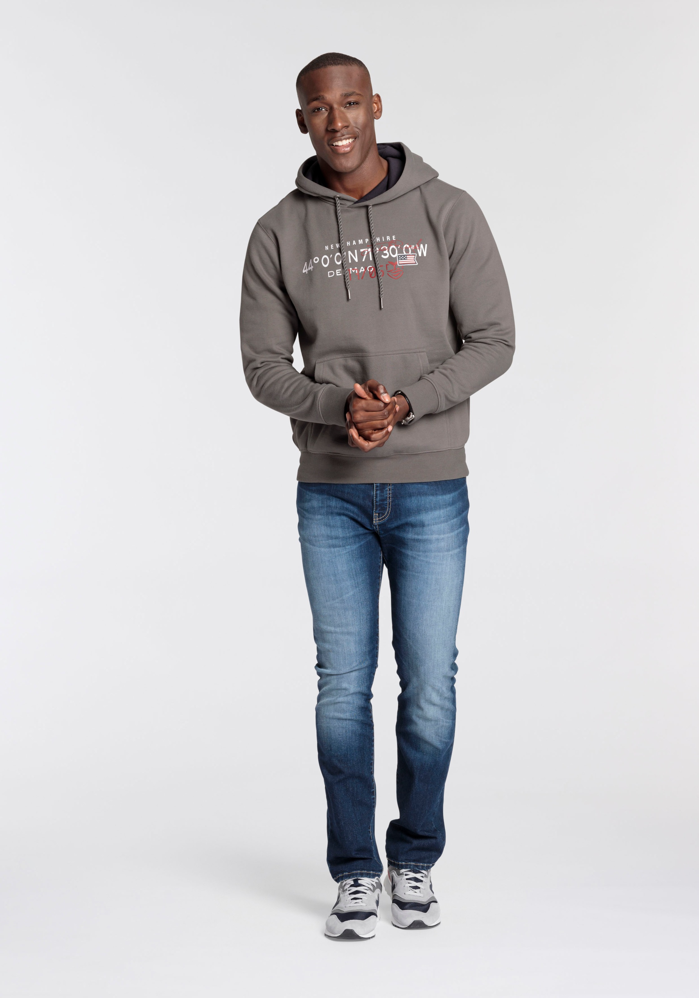 DELMAO Kapuzensweatshirt, Langarm, lockere Passform, mit Print, mit Kapuze
