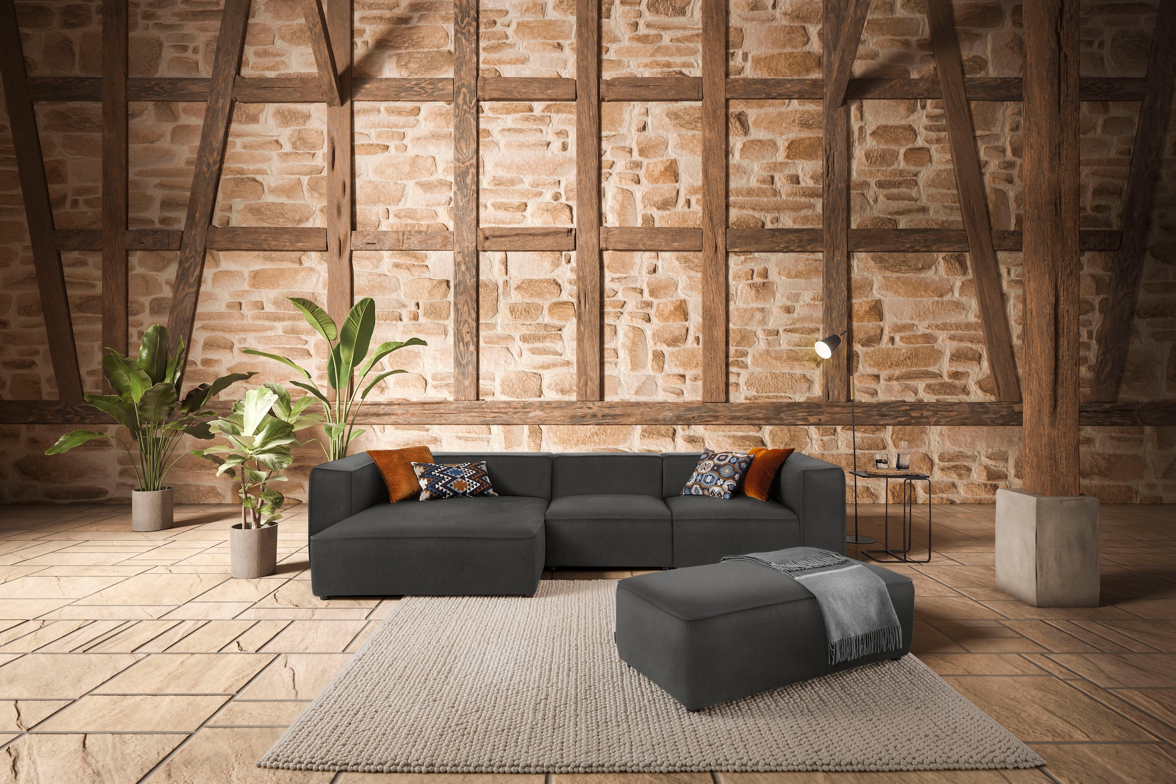 W.SCHILLIG Ecksofa "around-the-block Mega Sofa, viel Platz und hoher Sitzkomfort, L-Form" mit eleganter Biese, mit Federkern, Breite 341 cm