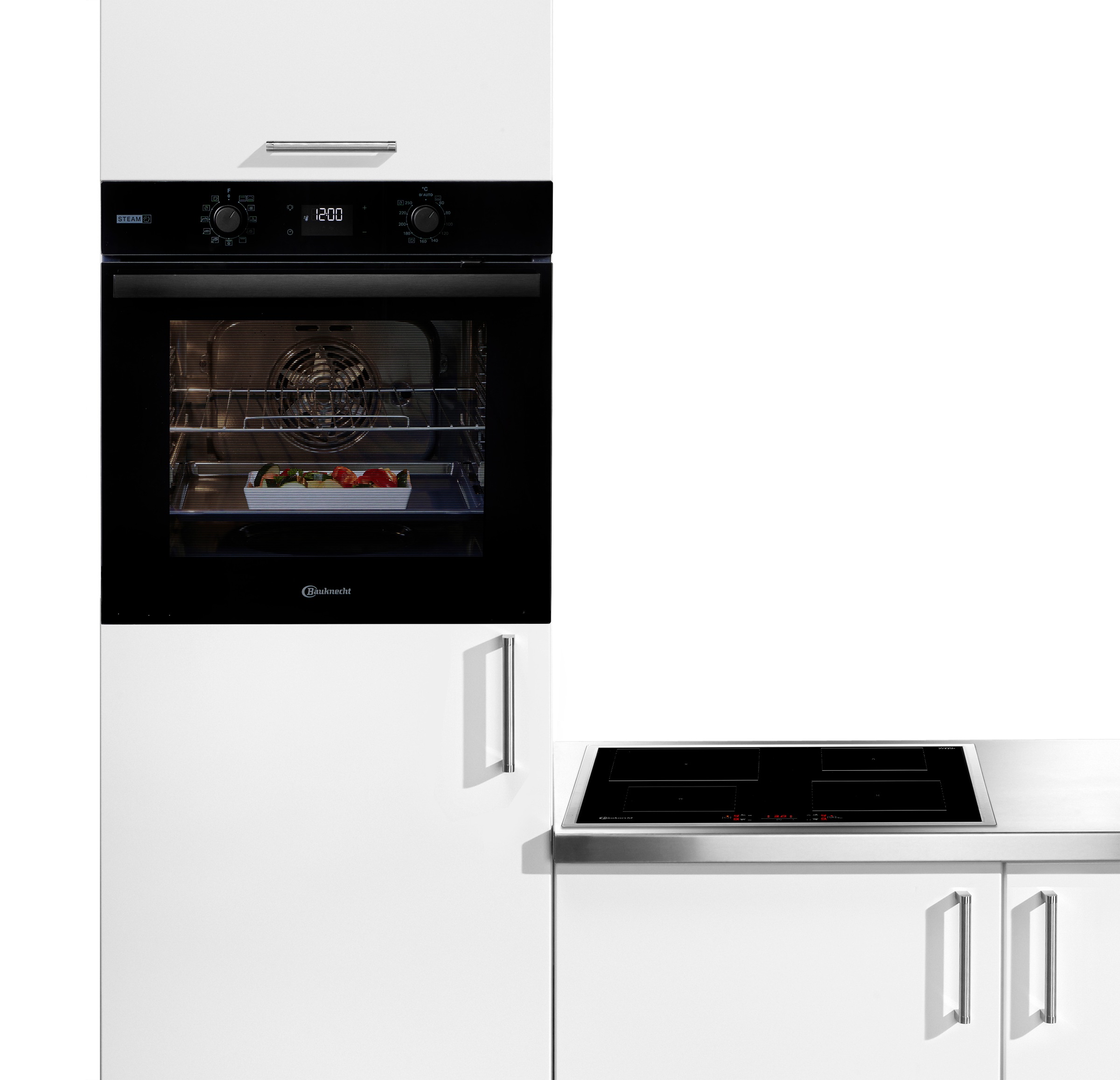 BAUKNECHT Backofen-Set »BAKO 780 Steam IND BL« mit 1-fach-Teleskopauszug Set, 2 Stk. tlg. GentleSteam - für ein saftiges Inneres und ein knuspriges Äußeres
