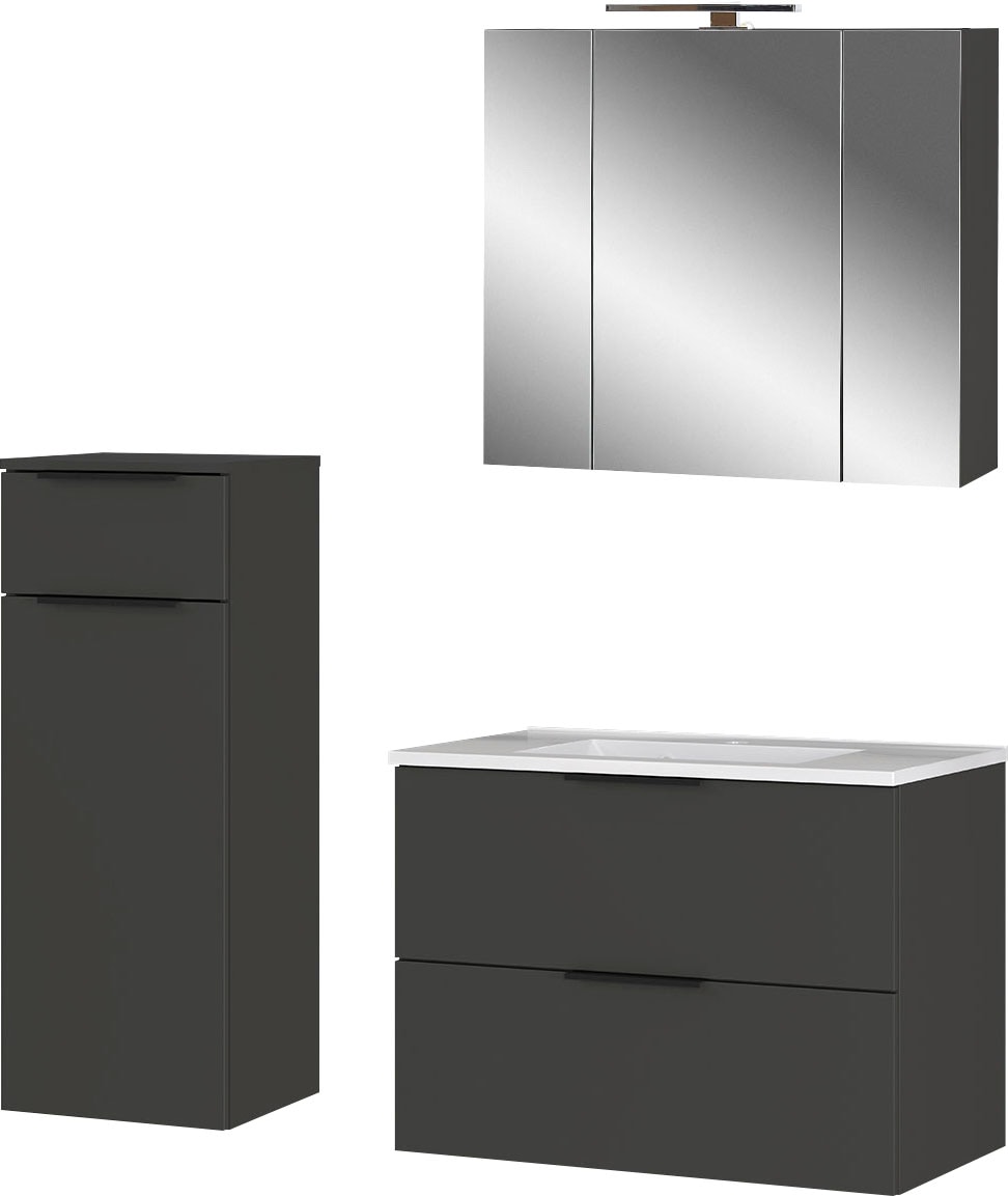 GERMANIA Badmöbel-Set »Crandon«, (3 St.), inkl. WT-Unterschrank, Spiegelschrank und Schrank