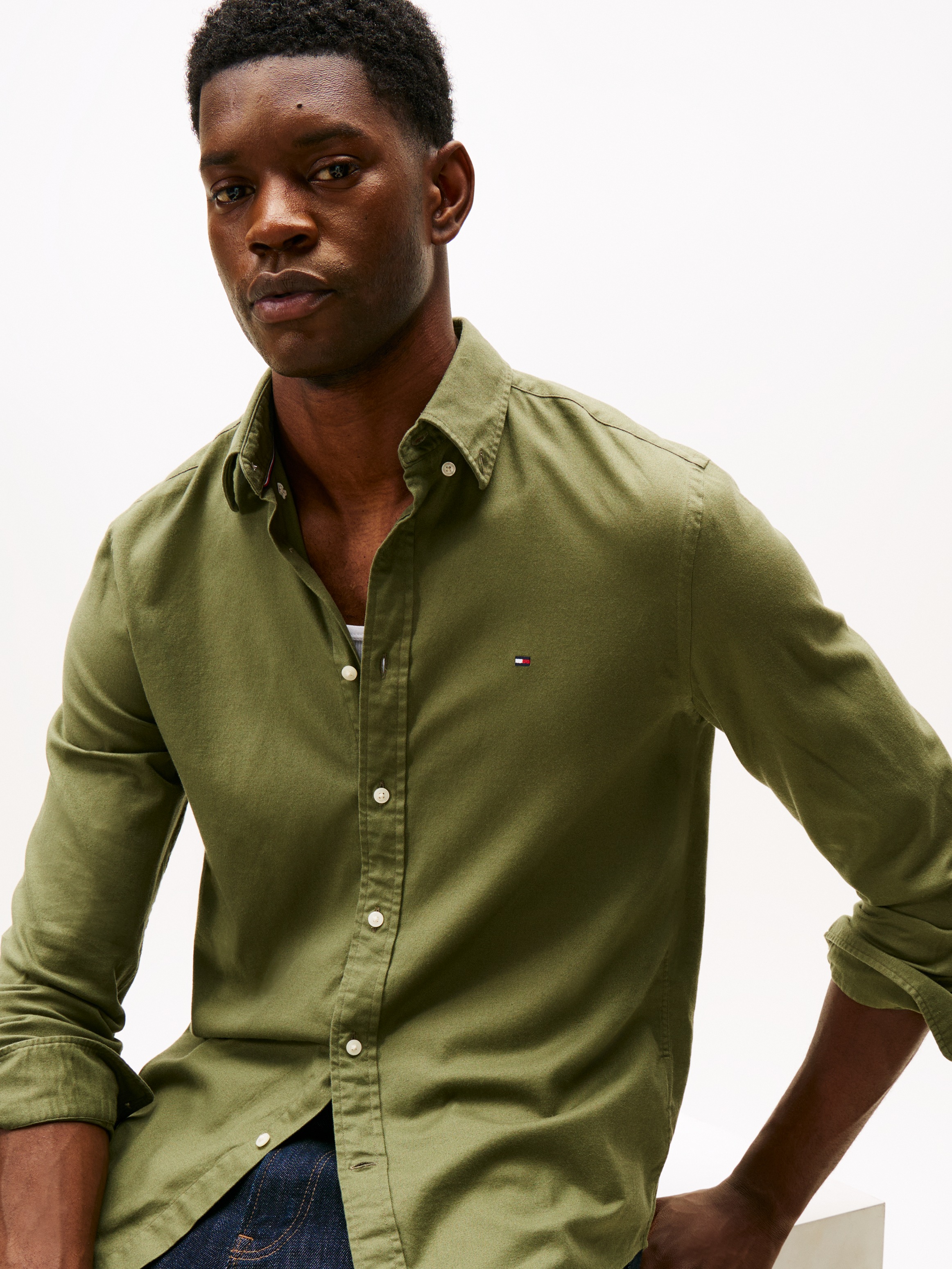 Tommy Hilfiger Langarmhemd "FLEX FLANNEL SOLID SHIRT" Regular fit günstig online kaufen