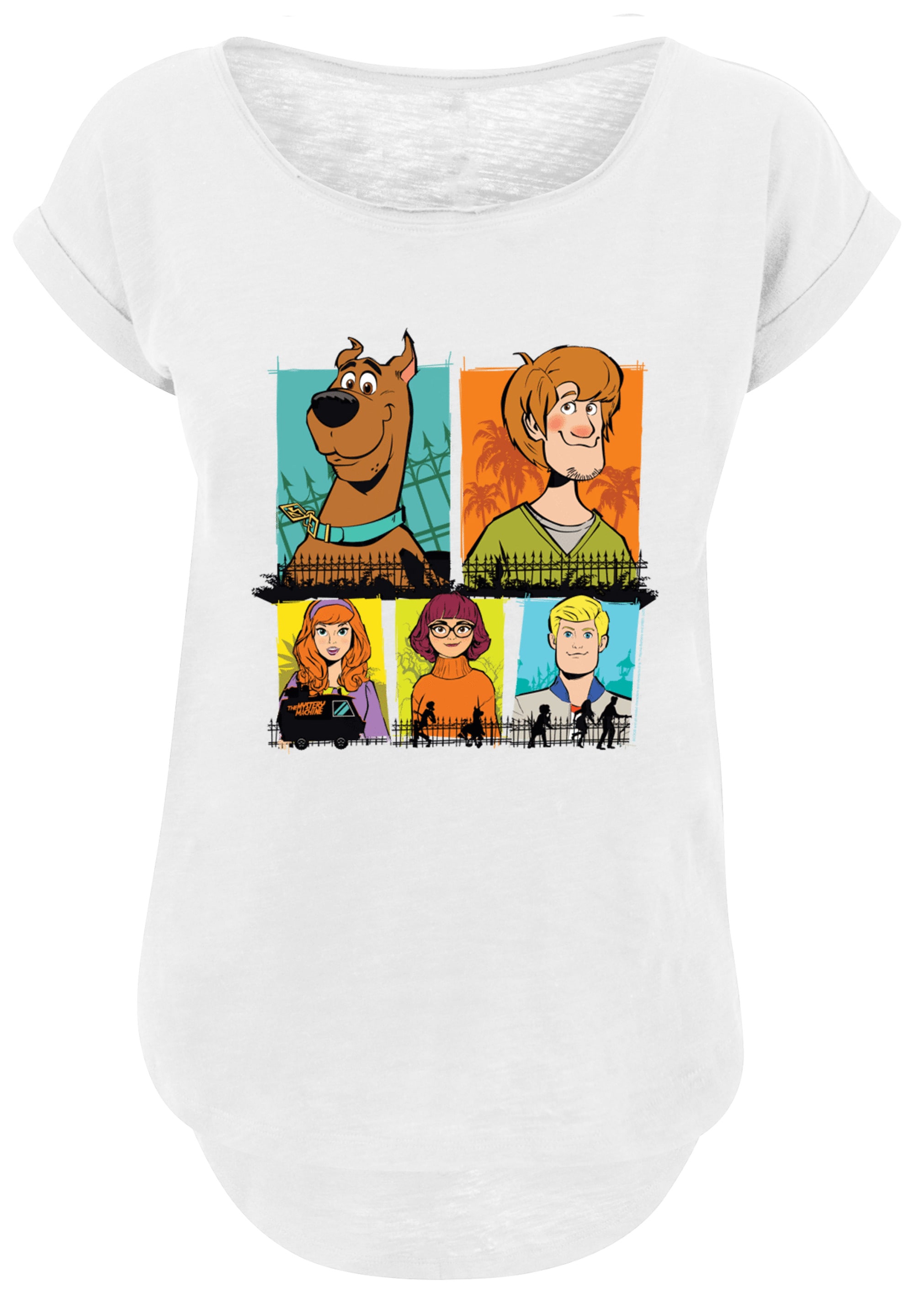 F4NT4STIC T-Shirt »Long Cut T-Shirt 'Scooby Doo Group Frames'« Damen,Premium Merch,Lang,Longshirt,Bedruckt