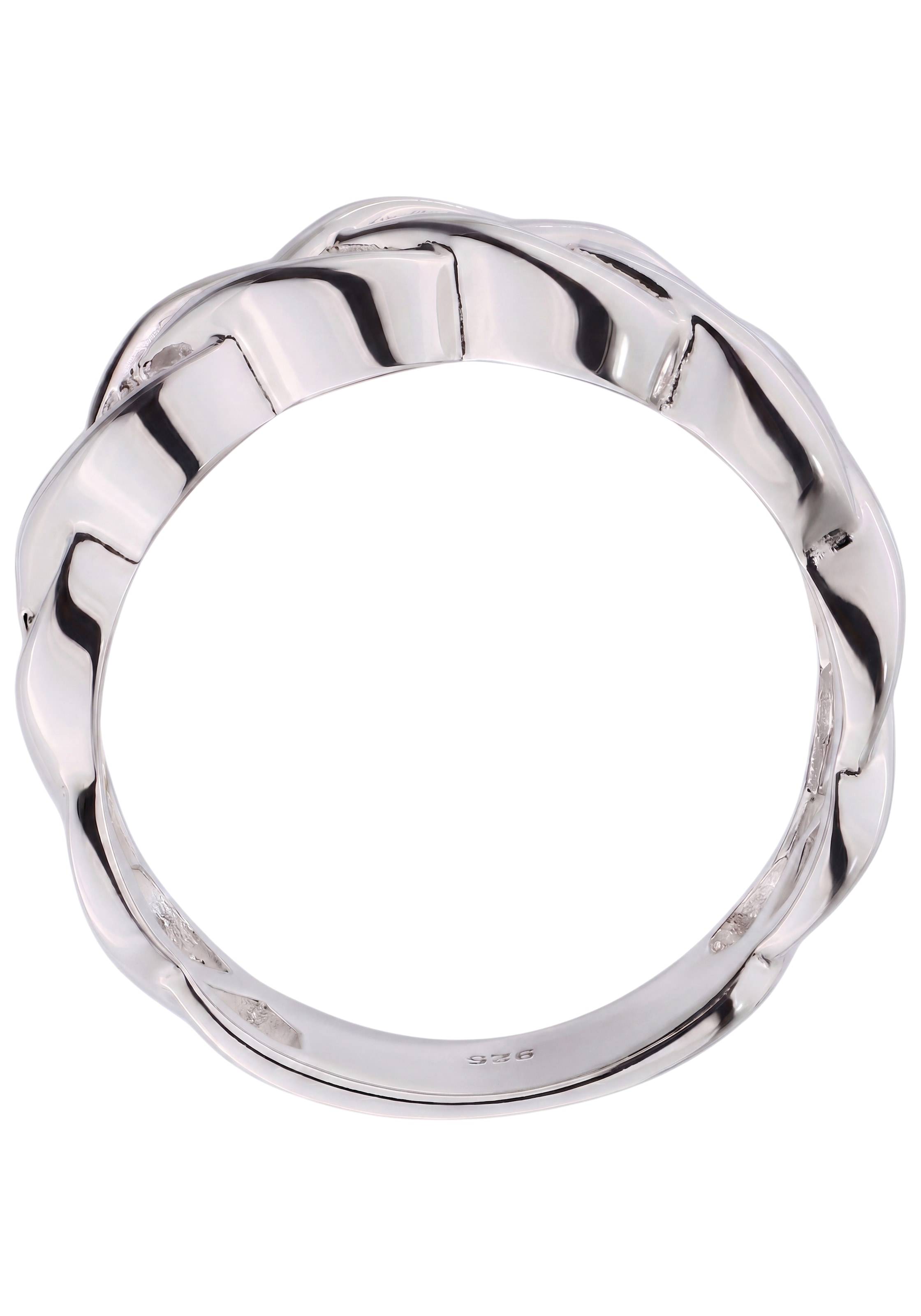 JOBO Silberring »Statement Ring breit geflochten« 925 Silber mit 8 Zirkonia