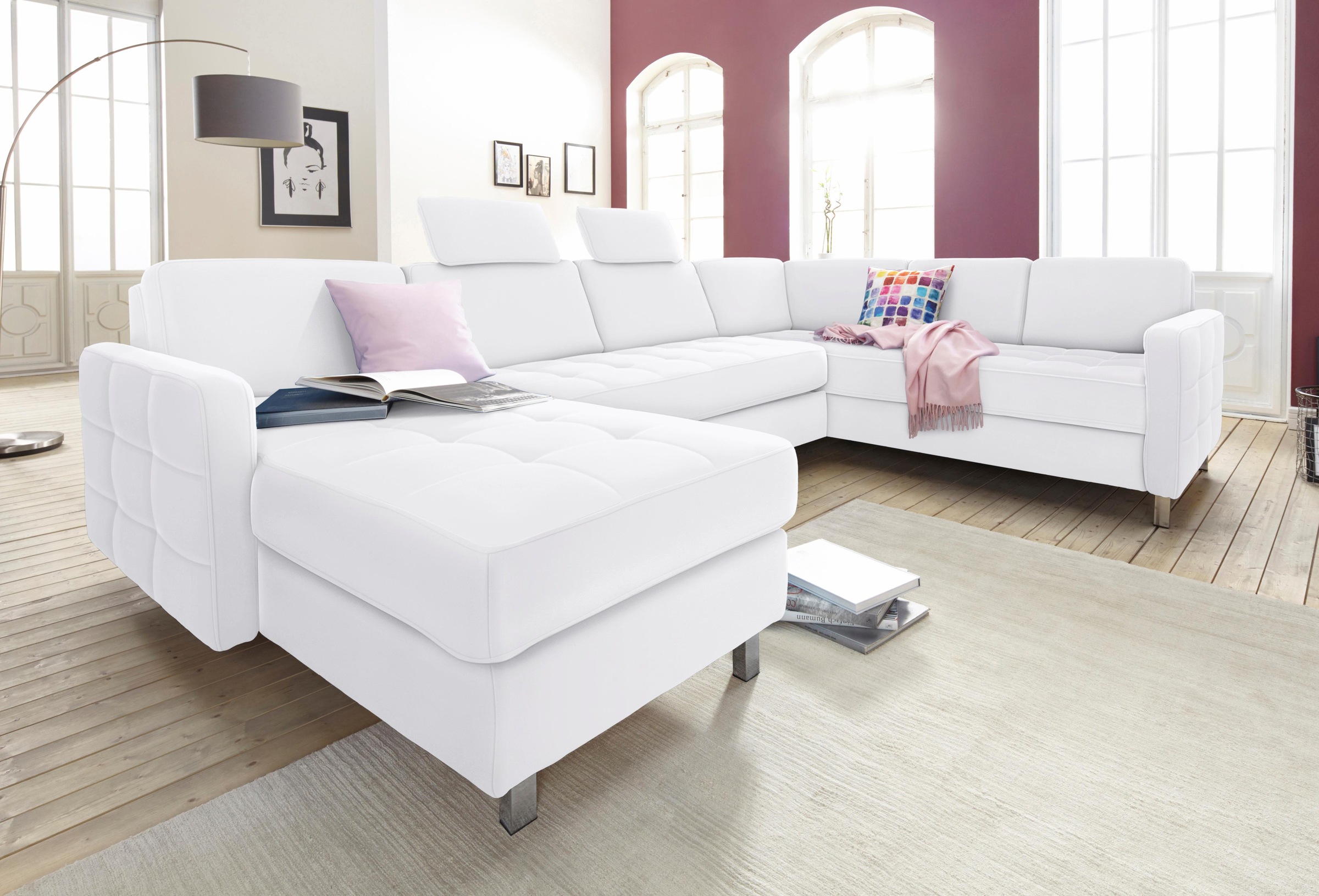 sit&more Wohnlandschaft "Pablo U-Form, B: 292cm, inkl. 2 Kopfstützen" wahlweise mit Schlaffunktion und Bettkasten