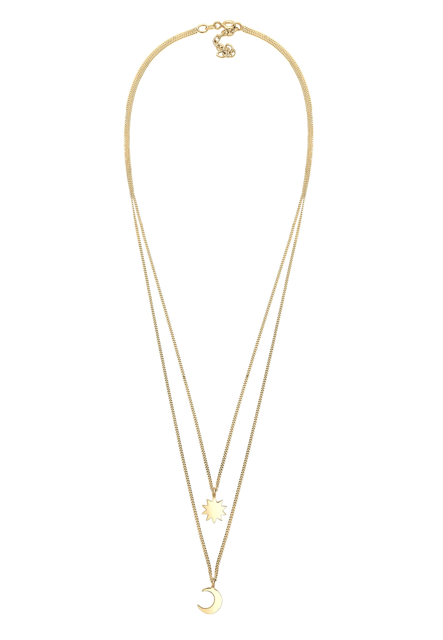 Elli Gliederkette »Layer Halbmond Sonne 925 Sterling Silber vergoldet«