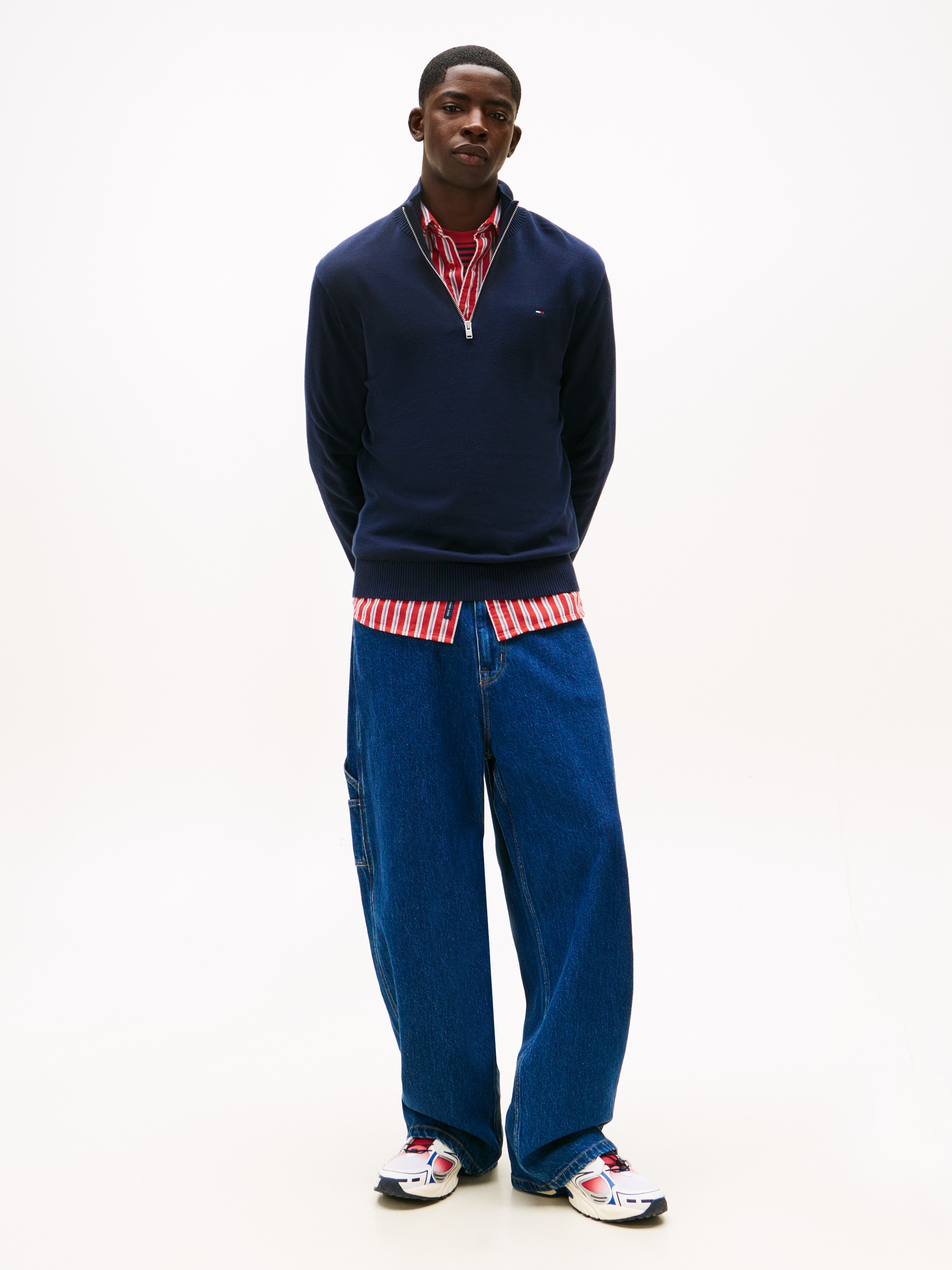 Tommy Jeans Strickpullover »TJM SLM ESS LIGHT ¼ ZIP SWTR EXT«, Mit Rundhalsausschnitt