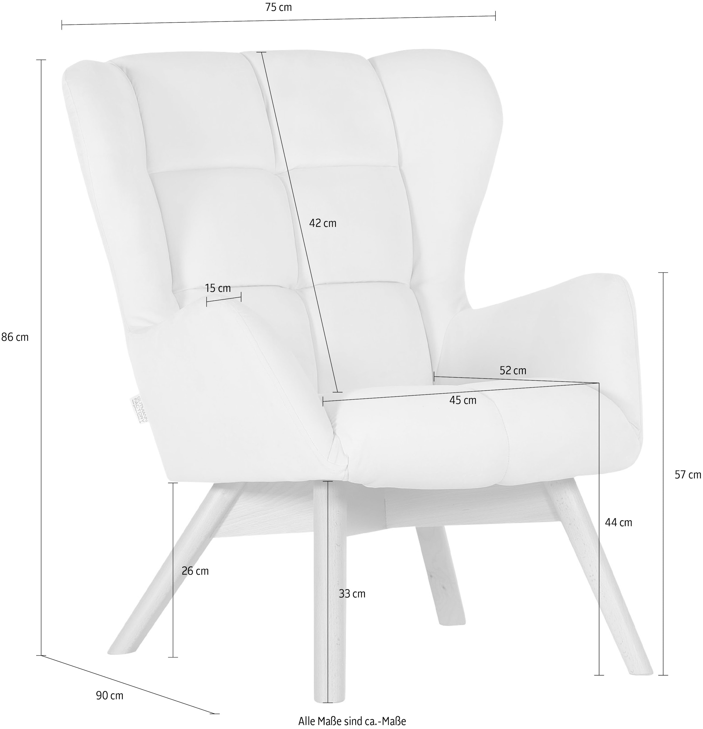 Gutmann Factory Sessel »Luna«, Gestell antikfarben oder eiche natur