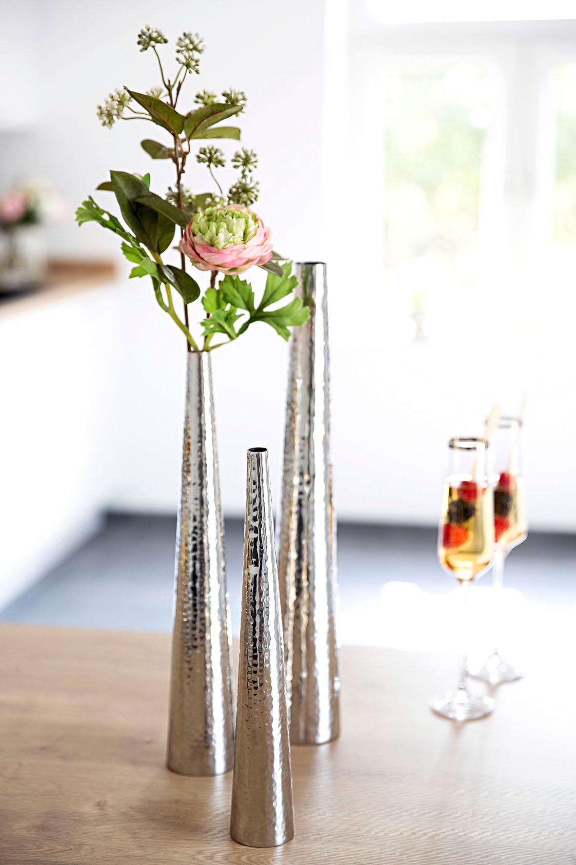 Fink Dekovase "CUBA, mit feiner Hammerschlagstruktur" Rosenvase, Tischvase günstig online kaufen