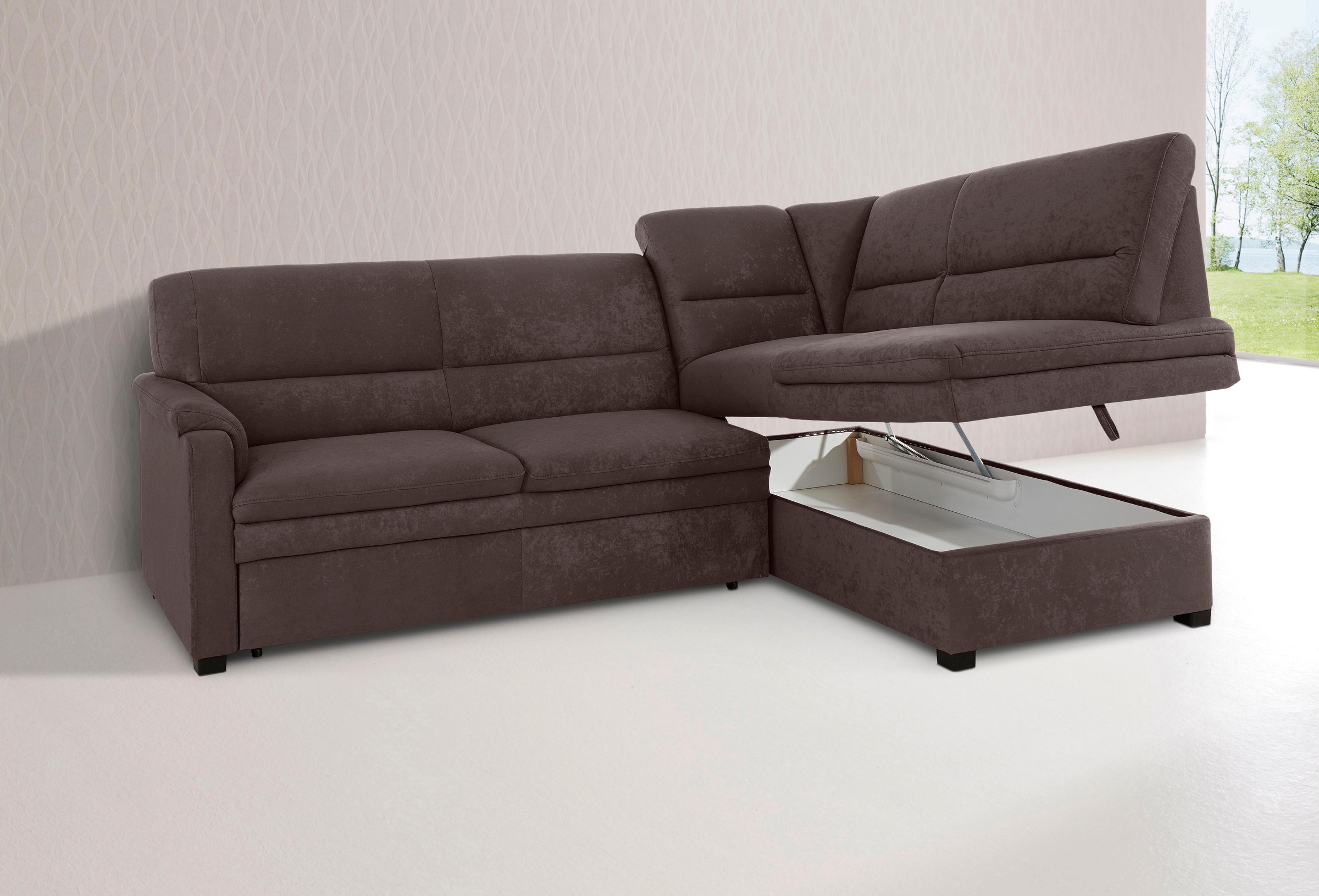 sit&more Ecksofa »Pisa L-Form«, mit Federkern, wahlweise mit Bettfunktion