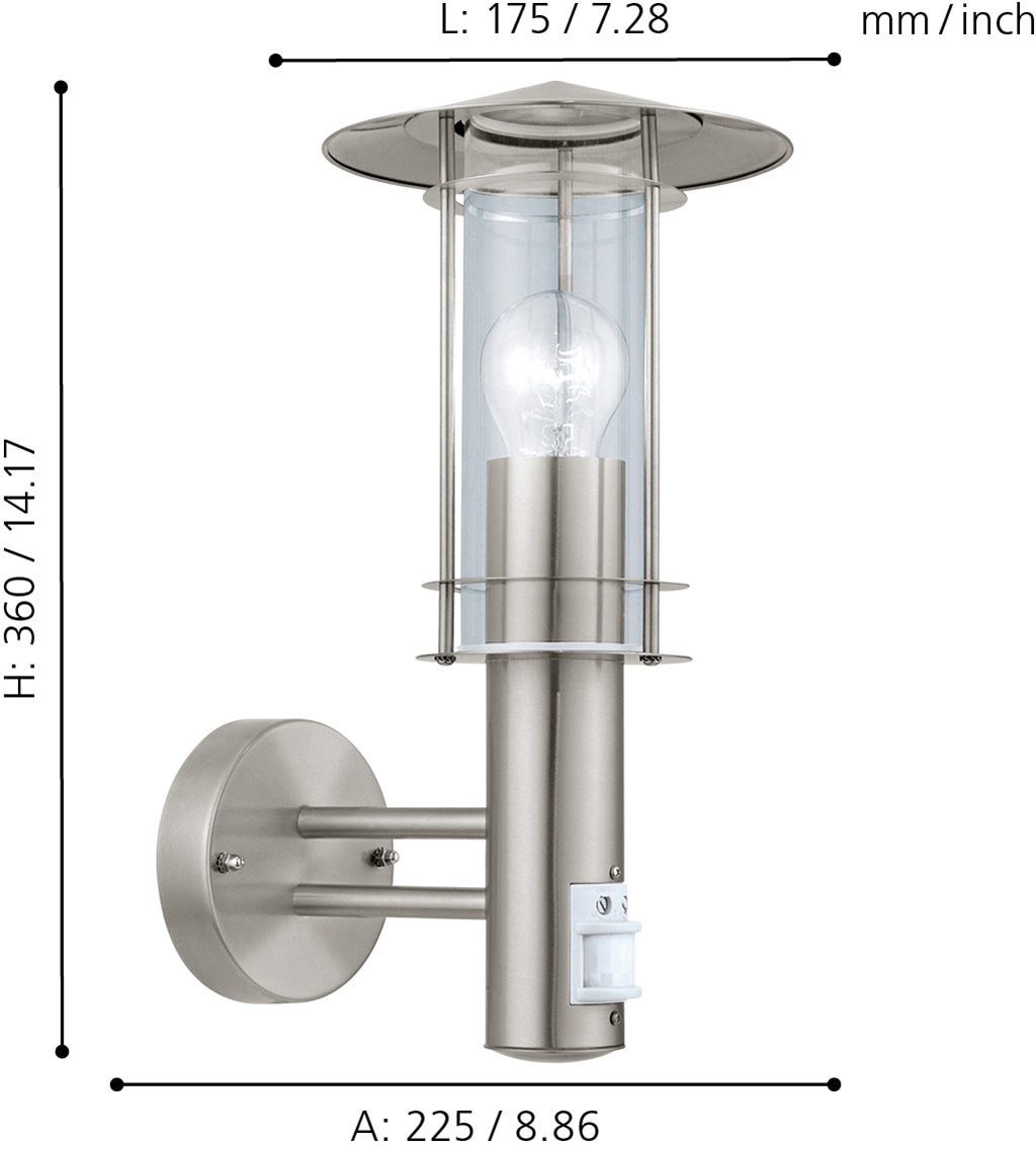 EGLO Außen-Wandleuchte »LISIO«, 1 flammig, Leuchtmittel E27 | ohne Leuchtmittel, Eckmontage möglich