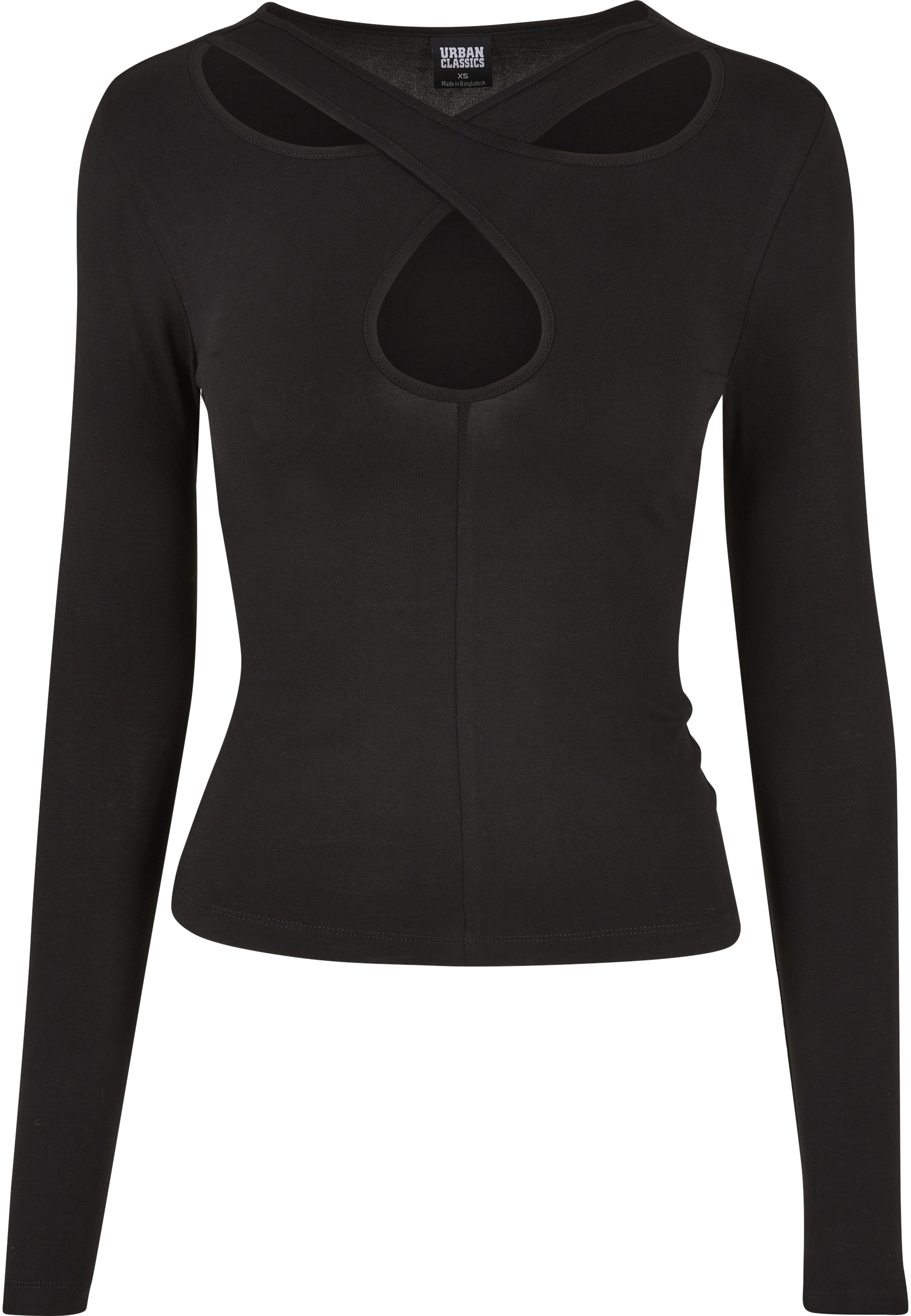 URBAN CLASSICS Langarmshirt "Urban Classics Damen Ladies Crossed Cut Out Longsleeve" 1 Stk.
