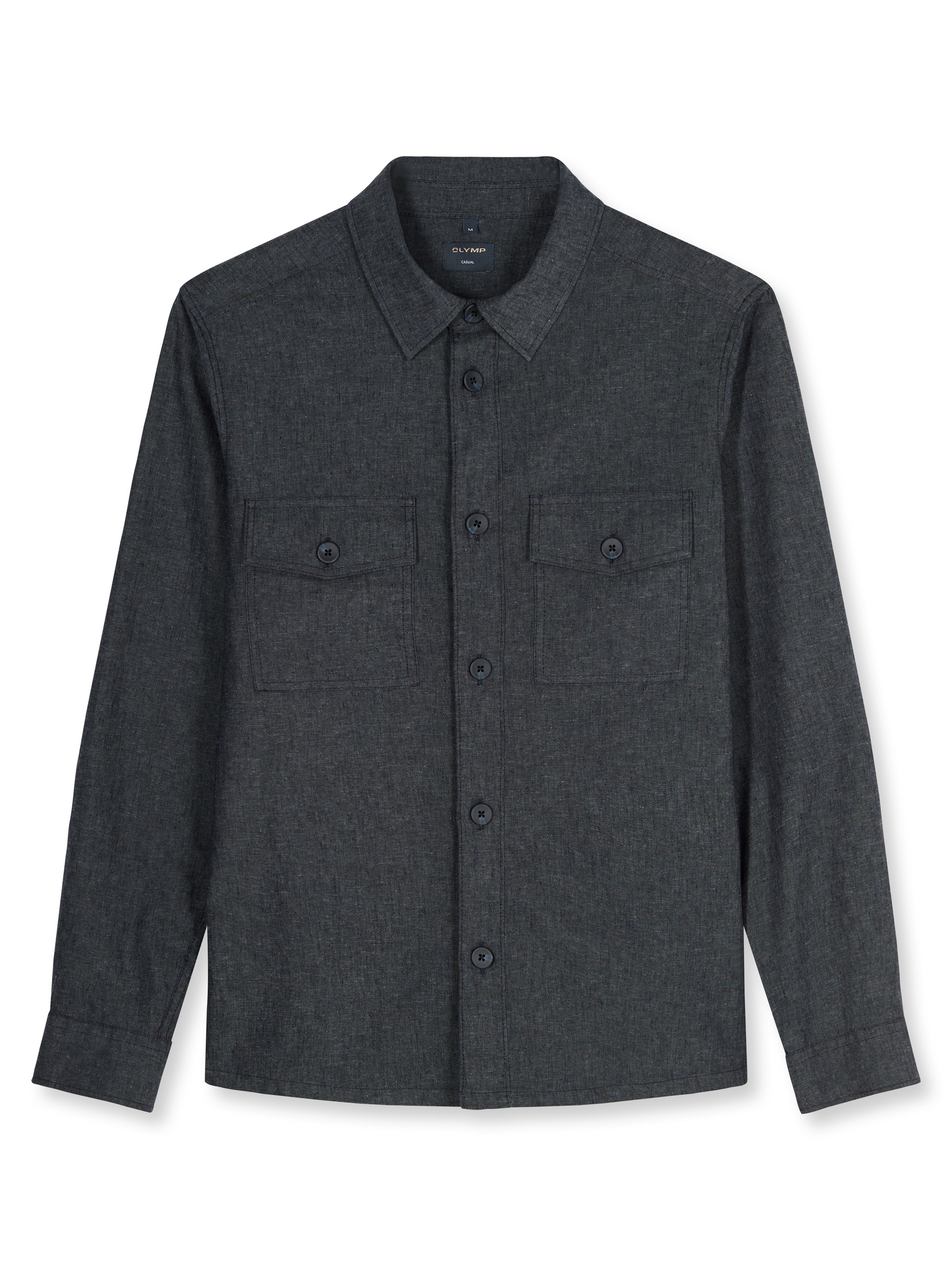 OLYMP Hemdjacke Overshirt, Leinen, Modern Fit, Kentkragen