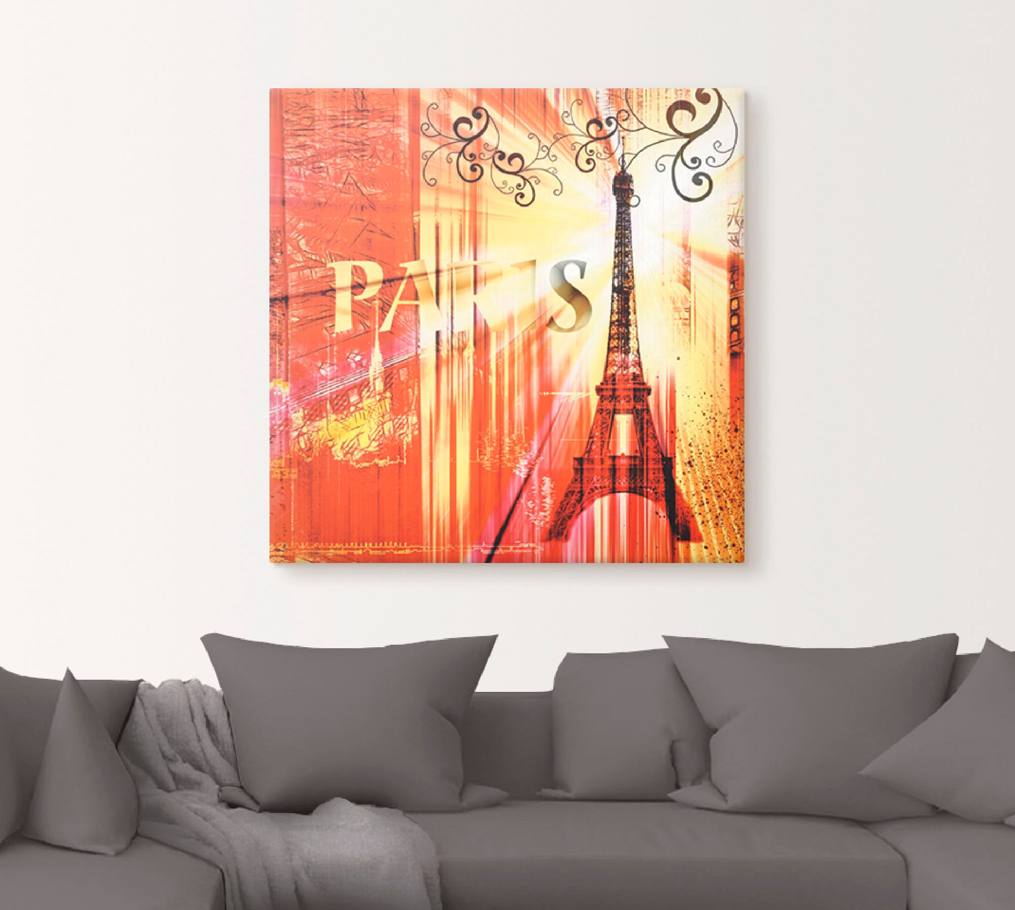 Artland Leinwandbild »Paris Skyline Collage III«, Architektonische Elemente, (1 St.), auf Keilrahmen gespannt