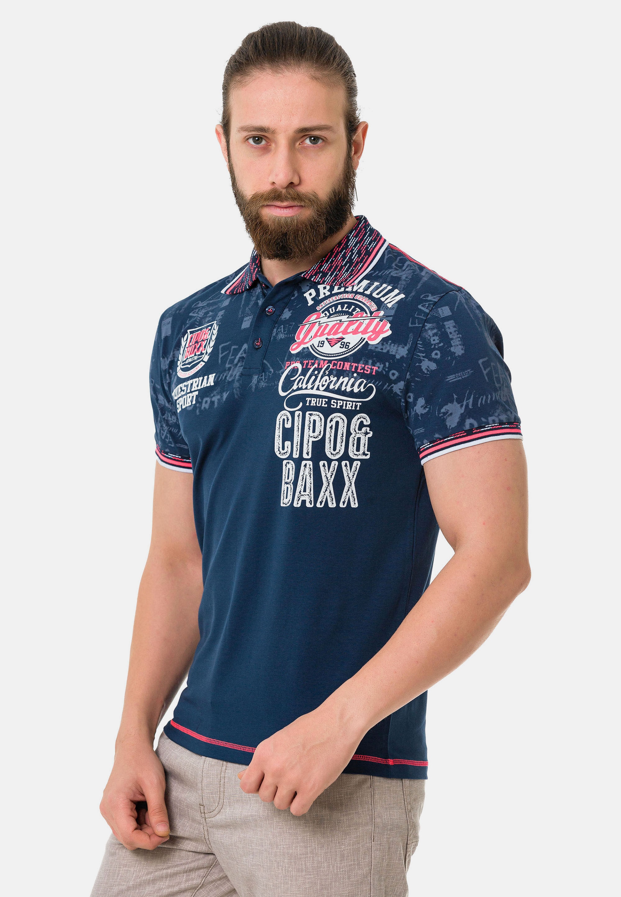 Cipo & Baxx T-Shirt »Poloshirt«, mit stylischem Print