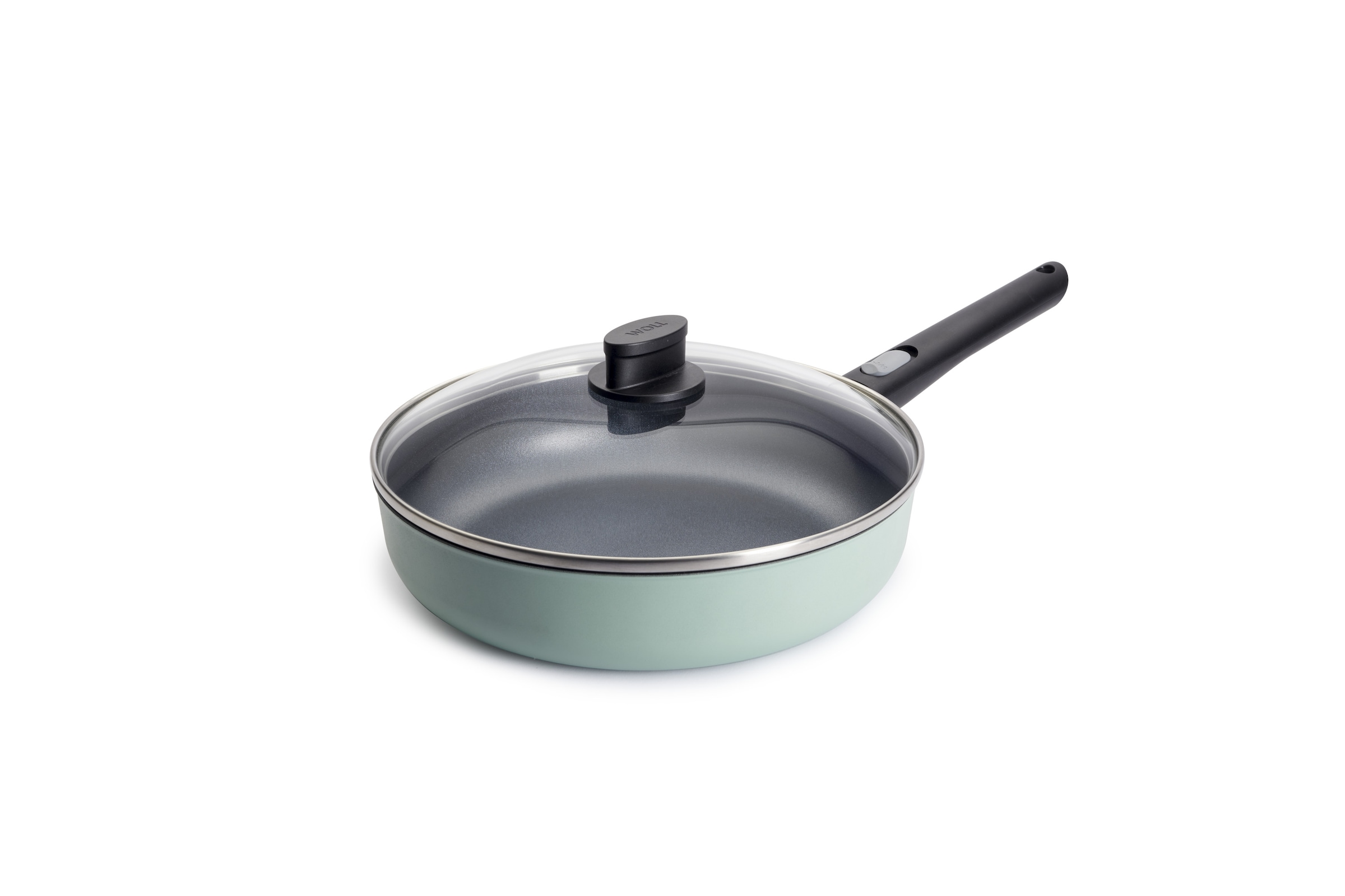 WOLL MADE IN GERMANY Bratpfanne »Ecolour, Hochrandpfanne Ø 28 cm inkl. Deckel« Aluminiumguss Set, 2 tlg. abnehmbarer Stiel