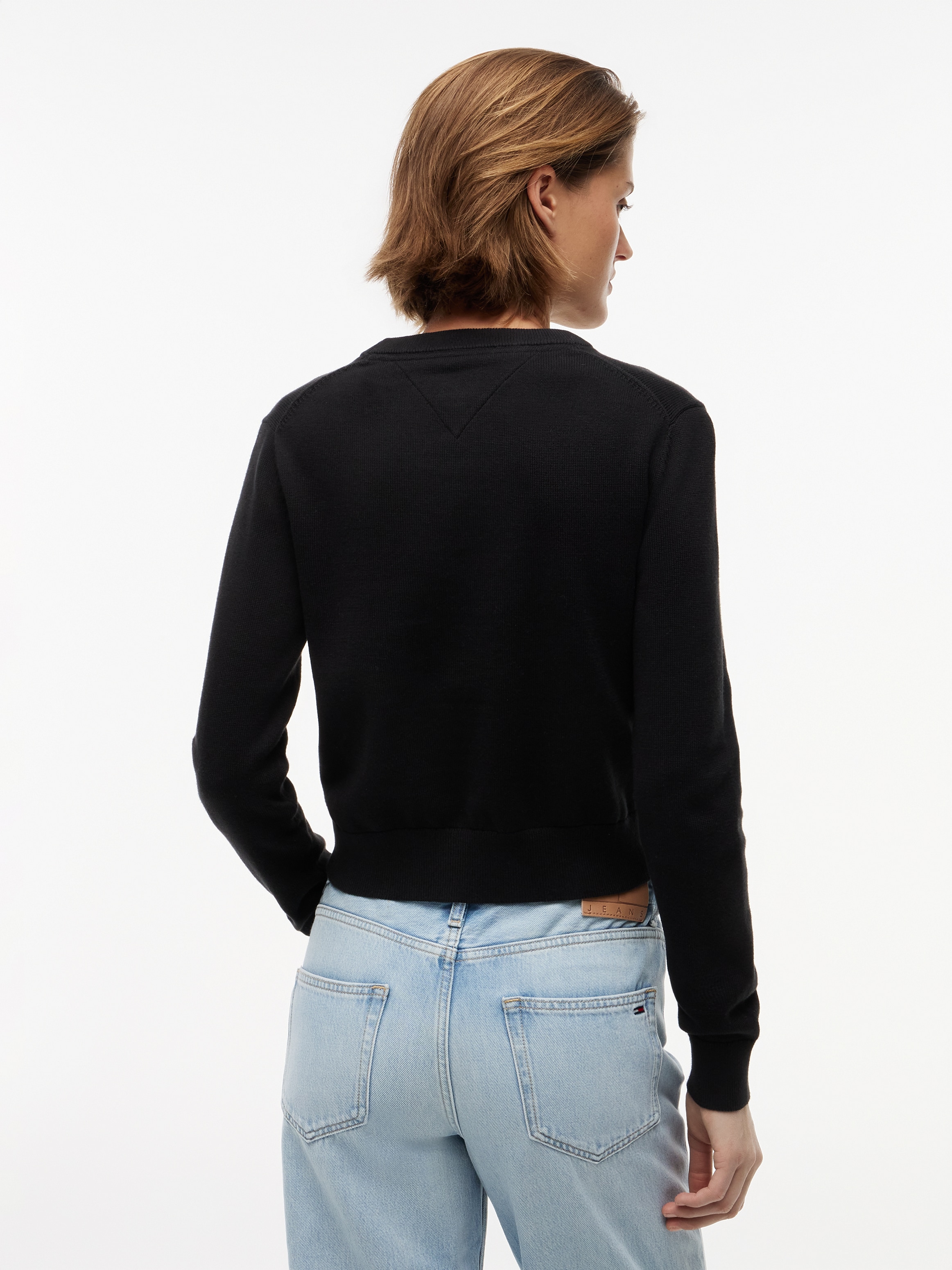 Tommy Jeans Rundhalspullover »TJW FLAG CREW NECK SWEATER EXT« Baumwolle, Flag Strickmuster