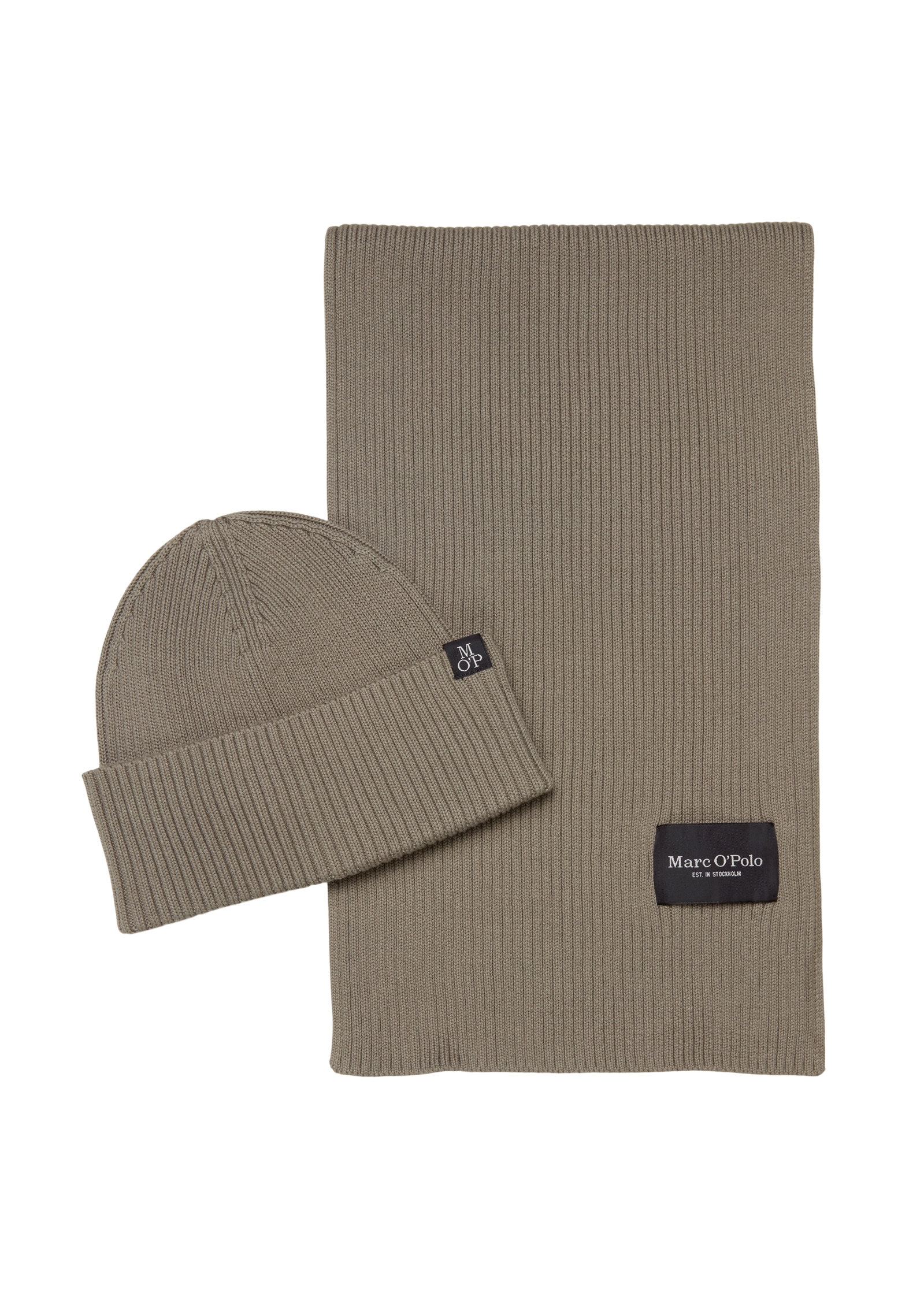 Marc O'Polo Beanie »inkl. Schal aus reiner Bio-Baumwolle« 2 Stk. Einheitsgröße