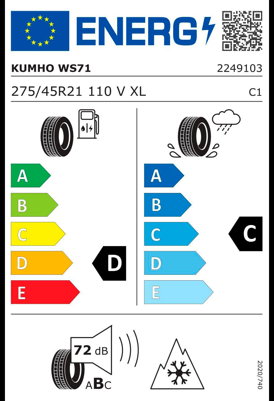 Winterreifen (1 | 110V »WS-71«, St.), auf Rechnung 275/45R 21 Kumho BAUR