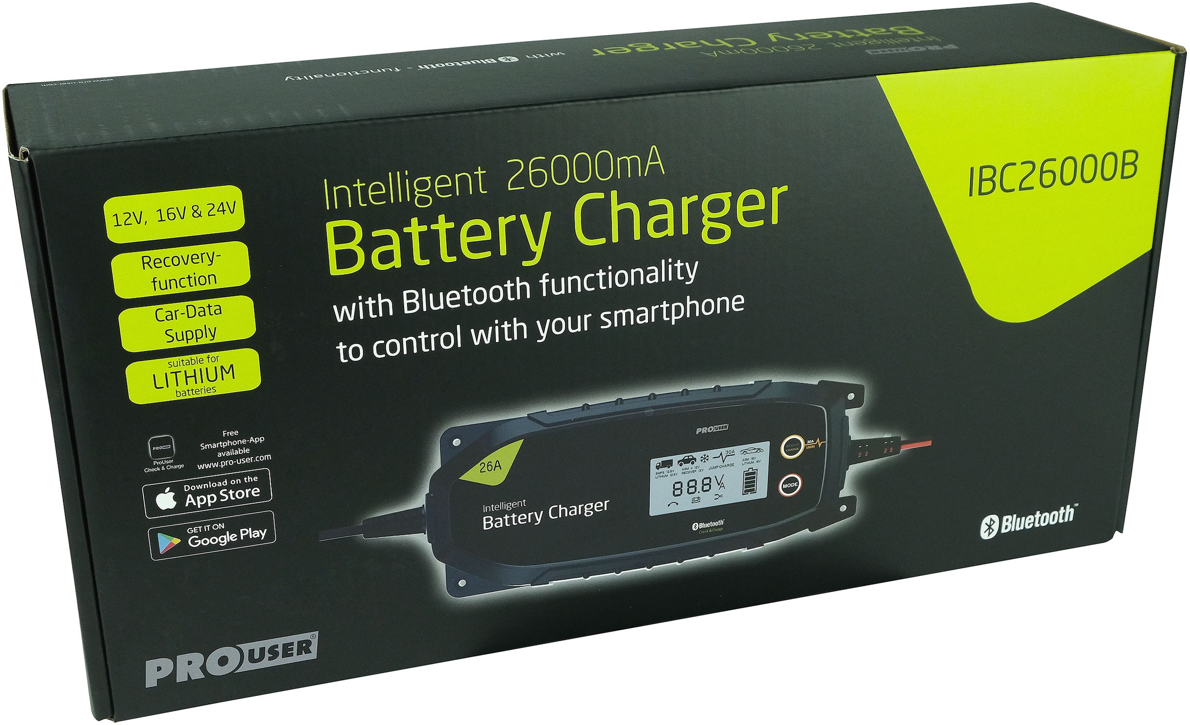 PROUSER Autobatterie-Ladegerät »Mikroprozessor Ladegerät 26A IBC26000B«, 26000 mA