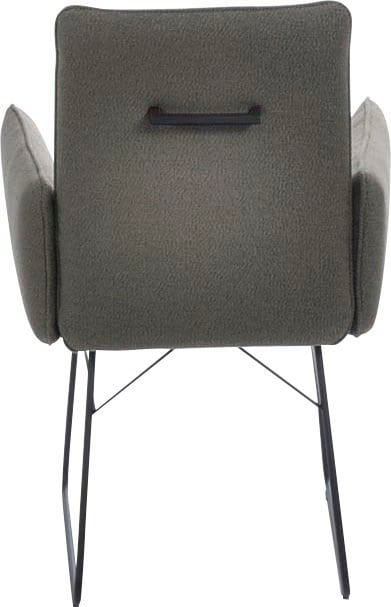 K+W Komfort & Wohnen Armlehnstuhl, 1 St., Flachgewebe Q2 2250, Drahtkufengestell in Metall schwarz, Griff am Rücken, Steppung im Sitz