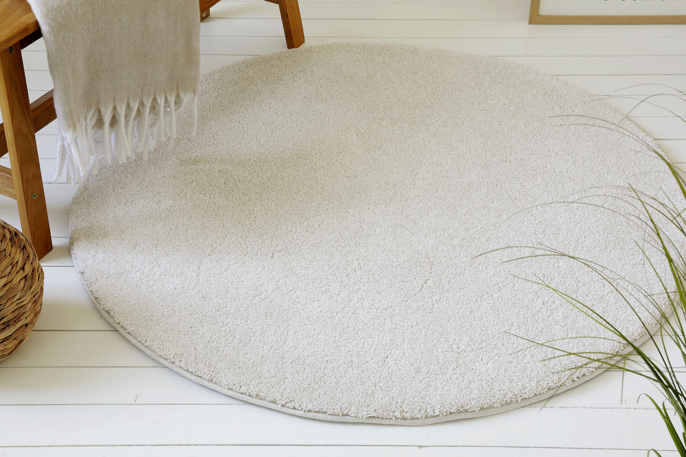 OTTO home Hochflor-Teppich "Yvaine, auch als Läufer erhältlich" rund 25 mm Höhe Langflor, Shaggy, dichter weicher Hochflor, meliert, Wohnzimmer
