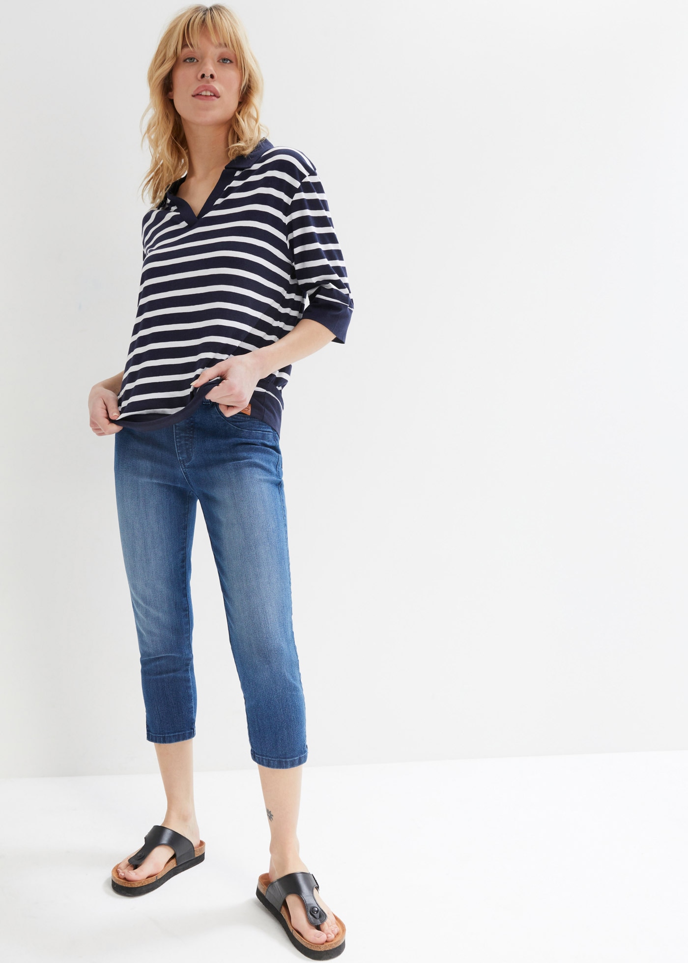 bonprix Caprijeans Packung, 2 Slim Fit, 3/4-Länge, aus Stretch-Material