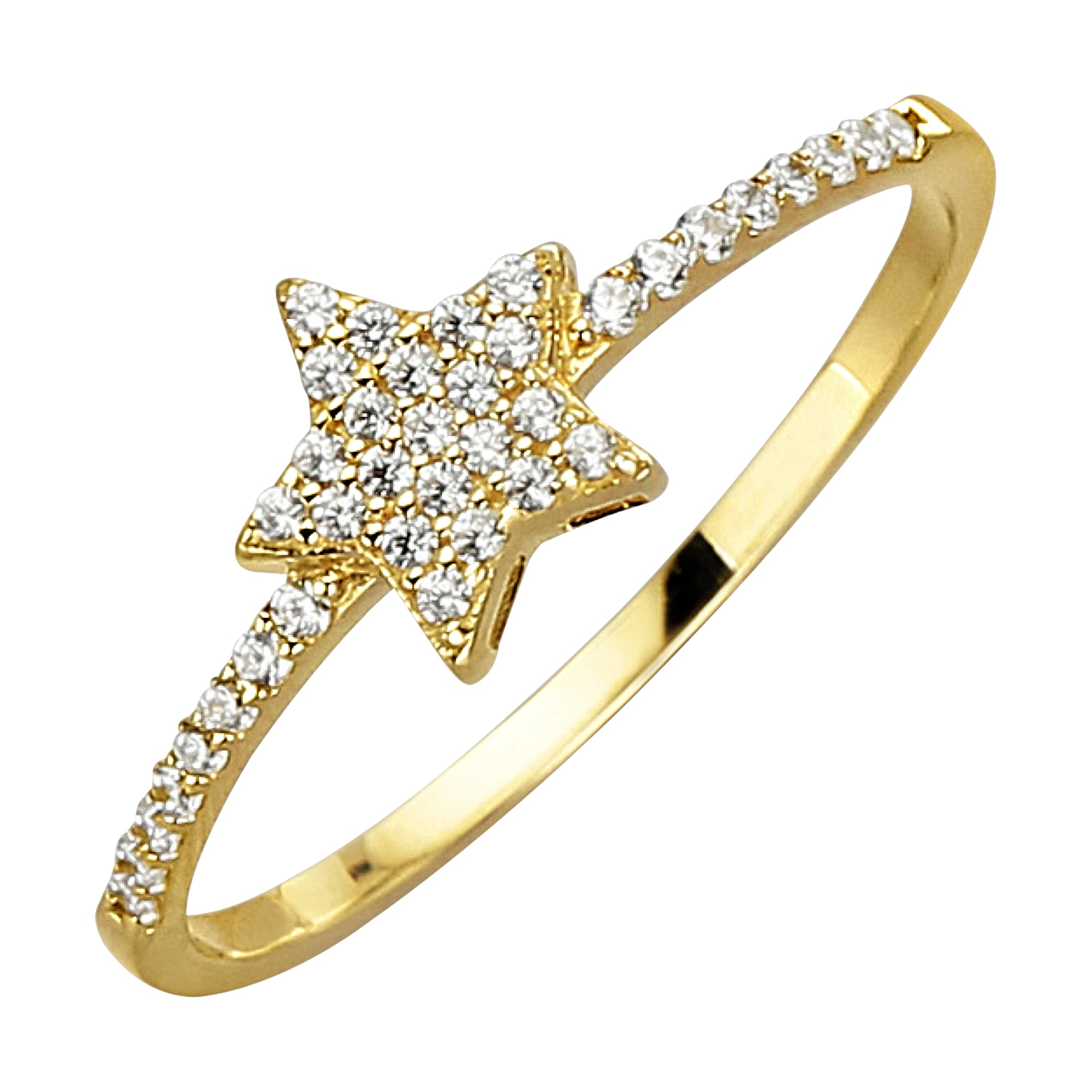 Fascination by Ellen K. Fingerring »375 Gold mit Stern-Motiv und Zirkonia weiß«