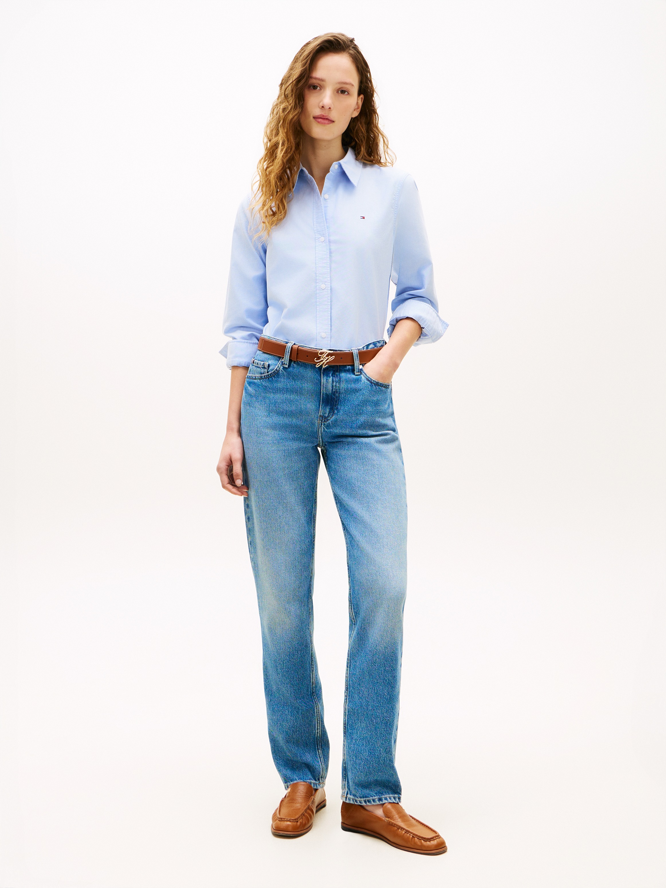 Thumbnail - Tommy Hilfiger "OXFORD RELAXED FIT SHIRT mit Hemdblusenkragen und Stickerei" Baumwolle, relaxed fit