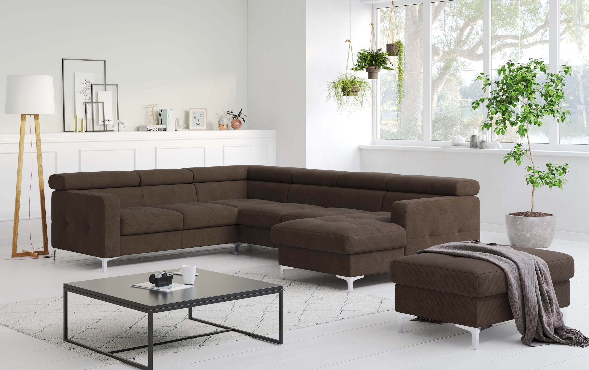 COTTA Wohnlandschaft "Sammy U-Form, B: 304 cm" Kopfteilverstellung, optional Schlaffunktion & Bettkasten