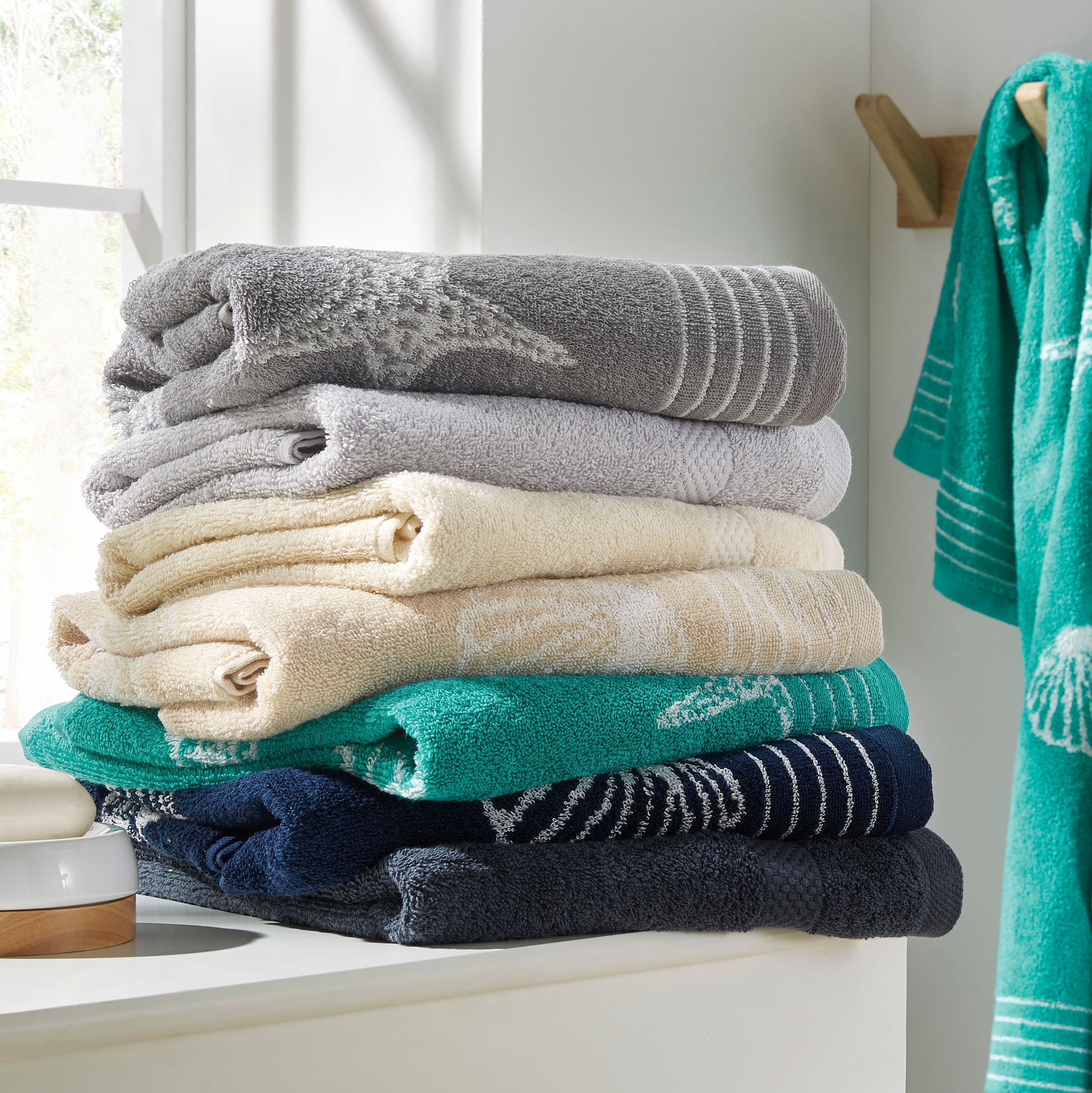 Dyckhoff Handtuch Set "Seashell" Set 6 Stk. Walkfrottee mit Muschelmuster; günstig online kaufen