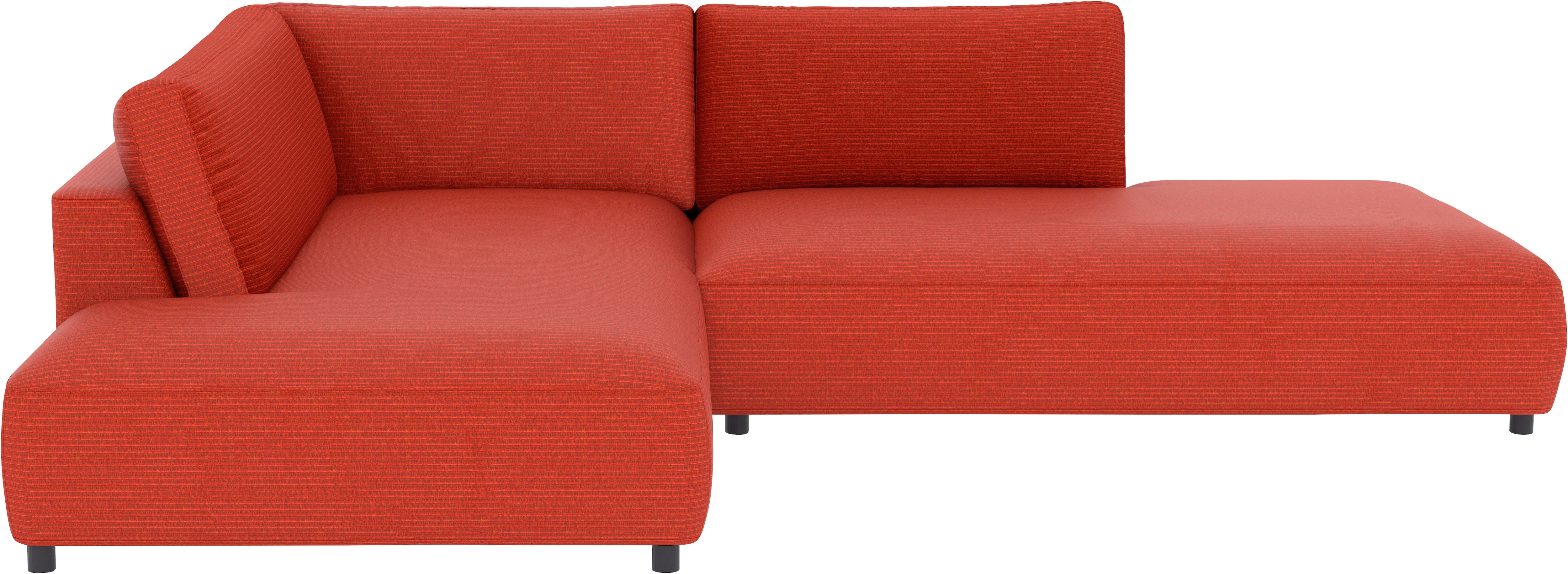 Ecksofa MUSTERRING, B:304cm H:81cm T:224cm, orange, 100% Polyester, Wohnzimmer, Sofas, "Lucia", mit großem Longchair, verschiedene Farben, B304 x