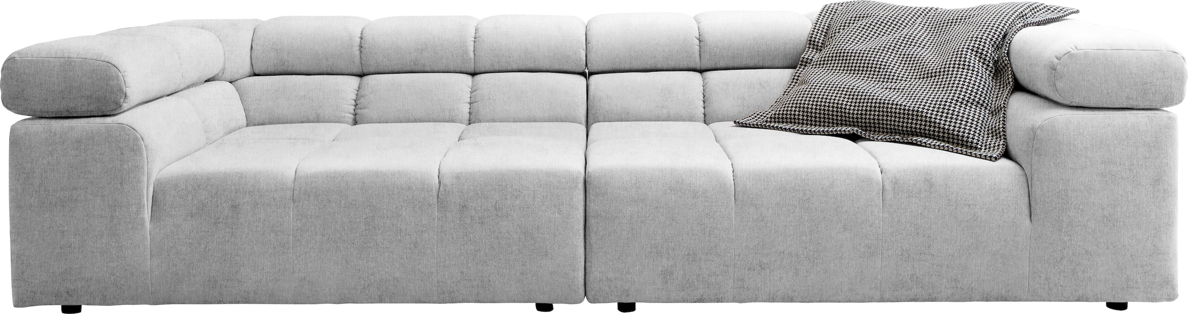 INOSIGN Big-Sofa »Ancona B/T/H: 290/110/70 cm«, auffällige Steppung, inkl. 2 Zierkissen und verstellbaren Kopfstützen