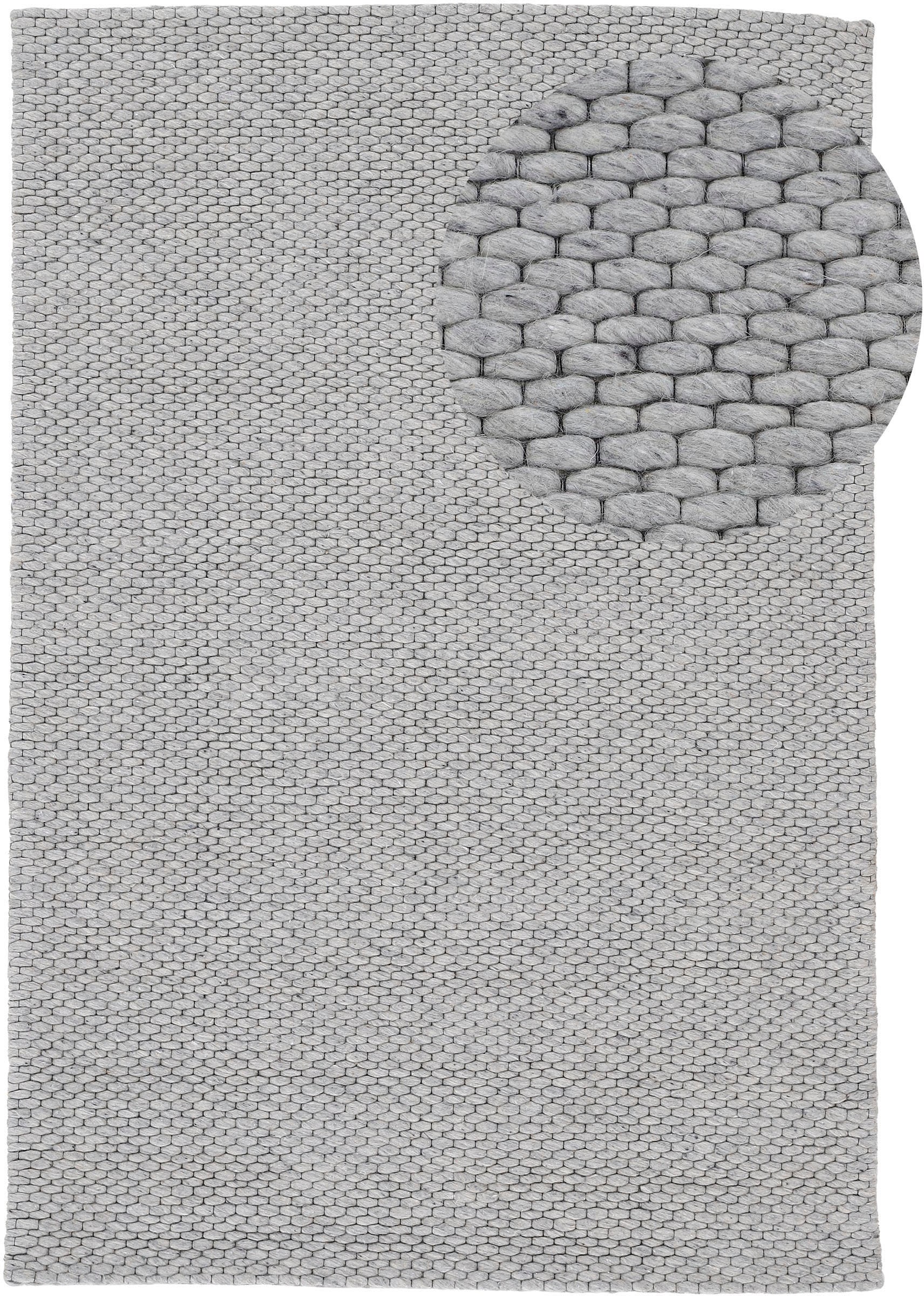 Wollteppich CARPETFINE "Sina, auch als Läufer", grau, B:140cm H:14mm L:200cm, Wolle, Teppiche, Handweb Teppich, reine Wolle, meliert, handgewebt, weich & kuschelig