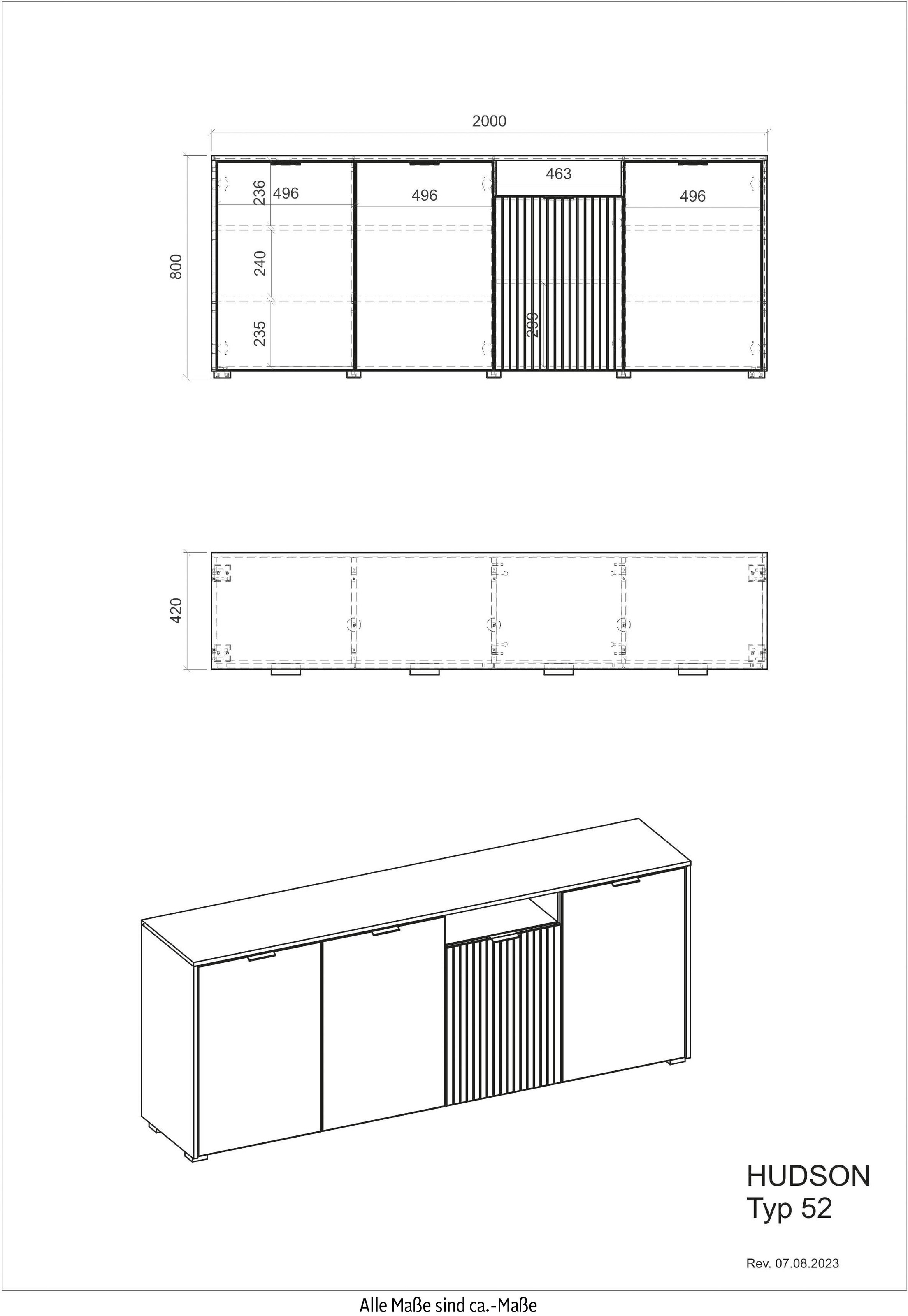 INOSIGN Vitrine »Hudson, Stauraumvitrine«, in moderner Trendfarbe, Griffe aus Metall (Schwarz), Höhe 180 cm
