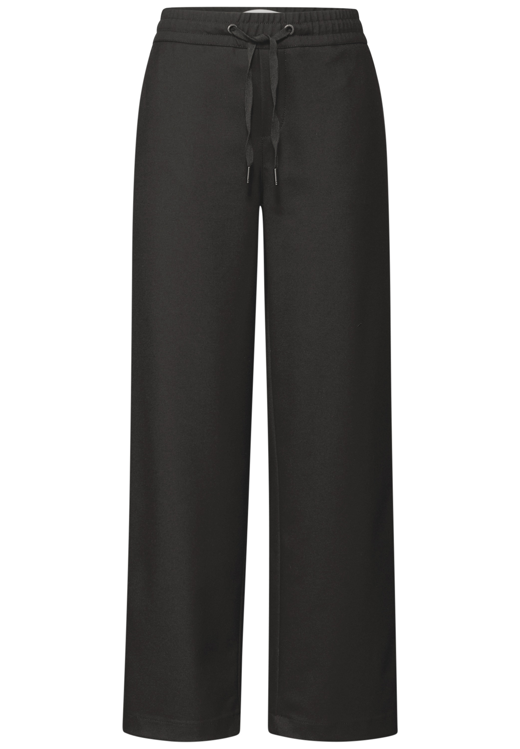 Culotte STREET ONE STUDIO, Damen, Gr. 42, Länge 30, schwarz, Stoff, 63% Polyester, 34% Viskose, 3% Elasthan, unifarben, comfort fit lang, Hosen Culotte, Middle Waist 3