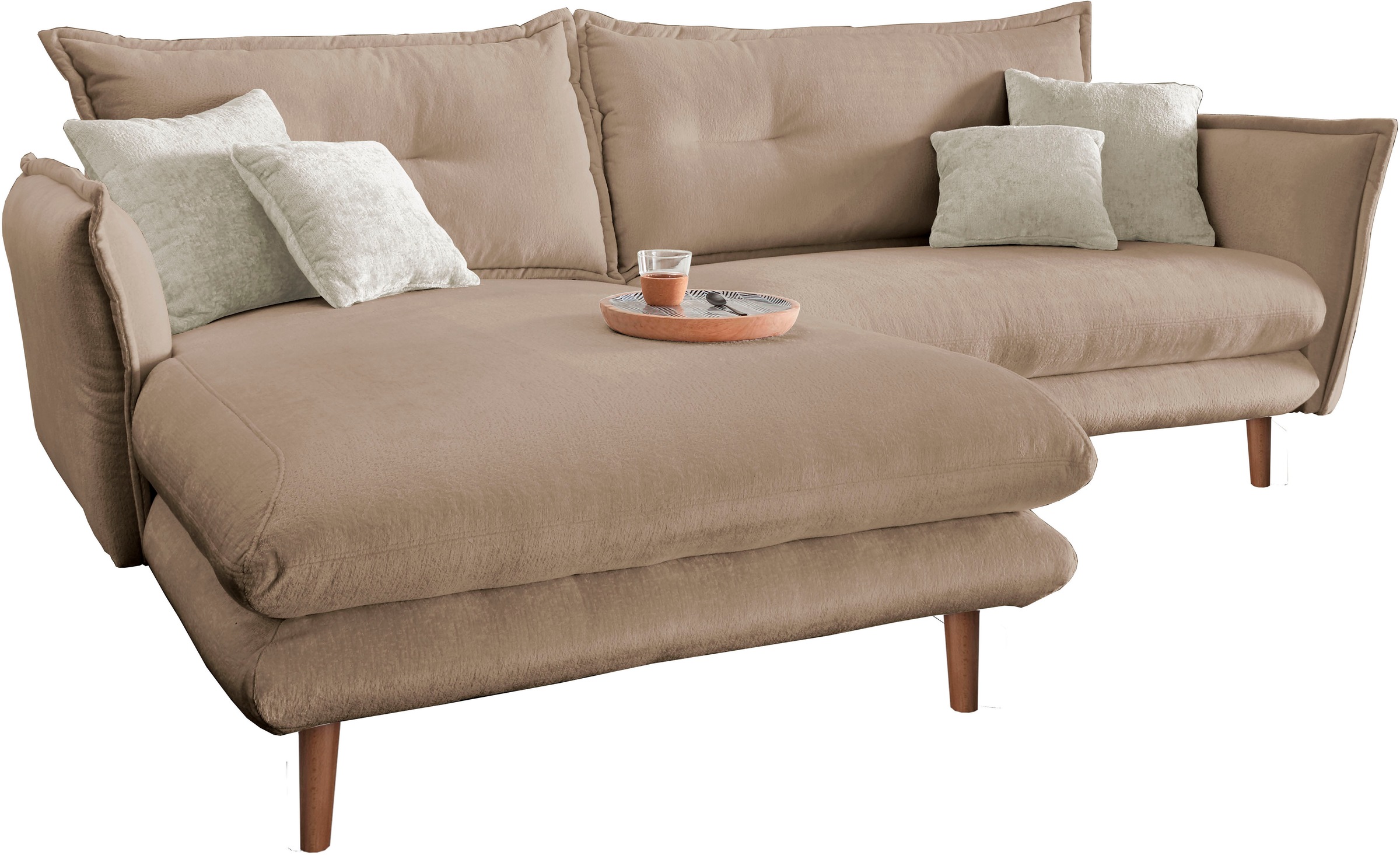 INOSIGN Ecksofa »Lazio modern und bequem, schmale Armlehnen, tolle Detailverarbeitung«, zwei verschiedene Fußfarben wählbar